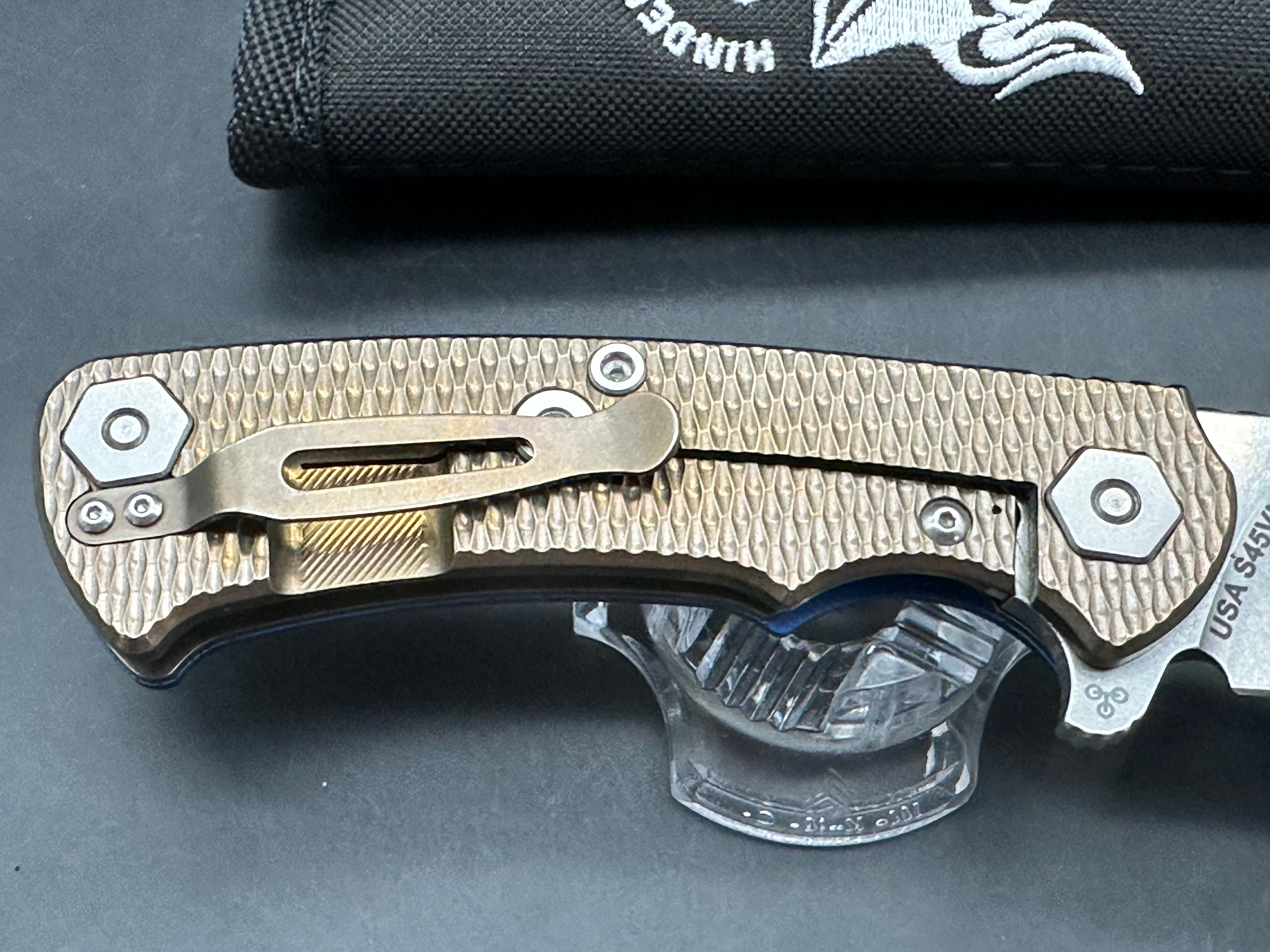 Hinderer Project X - Blue G-10, Bronze Ti, S45VN Blade