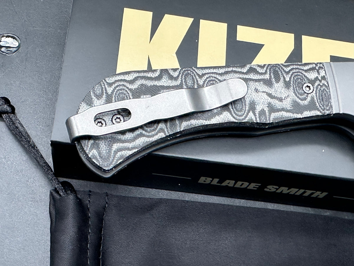 Kizer Trestle 2 bladed slip joint knife Vortex micarta/aluminum handle and BD1N blades