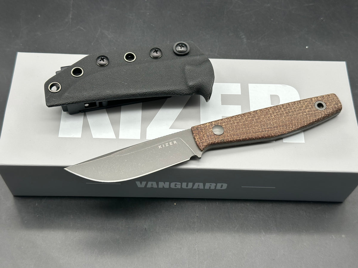 Kizer Dingo fixed blade 3.5 inch blade of AEBL micarta handle