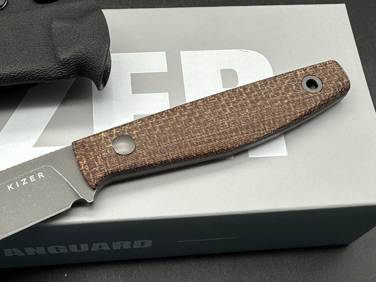 Kizer Dingo fixed blade 3.5 inch blade of AEBL micarta handle