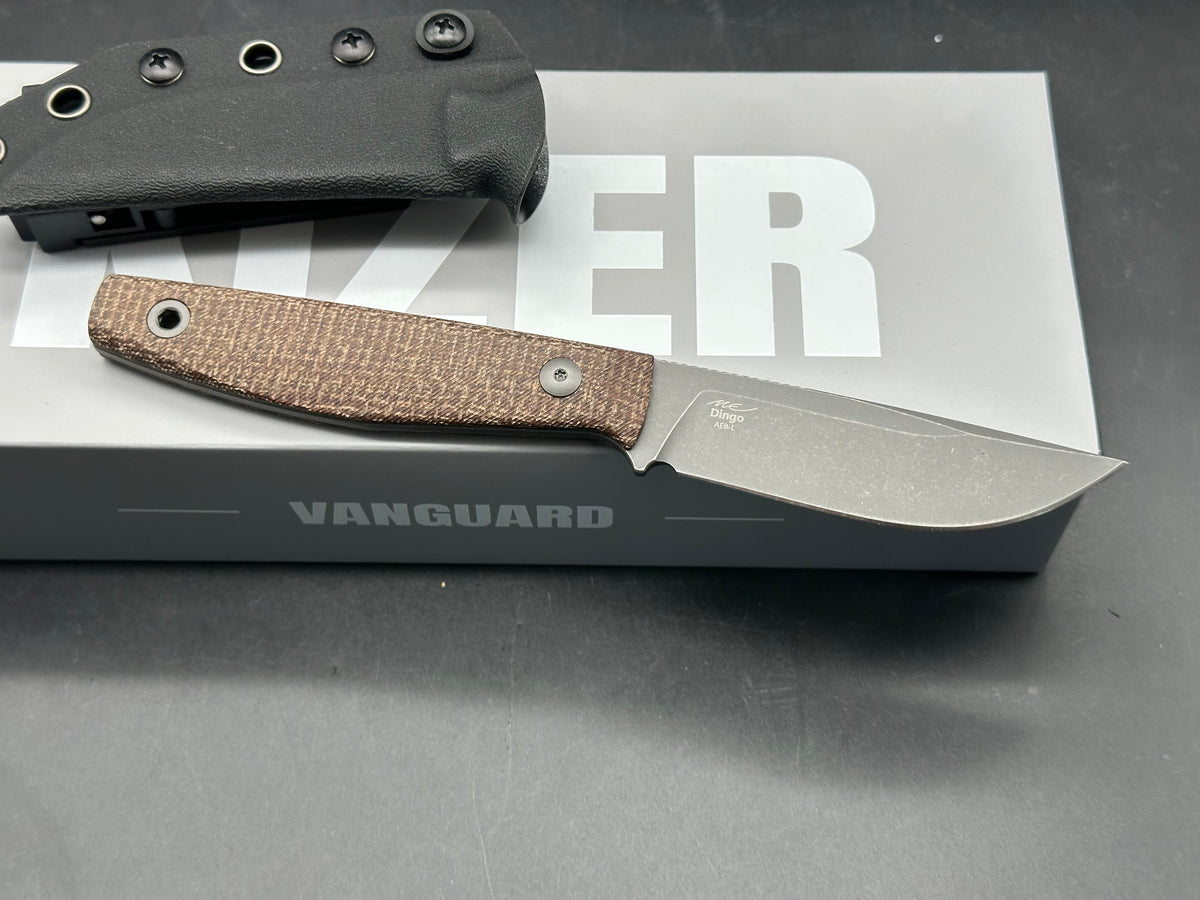 Kizer Dingo fixed blade 3.5 inch blade of AEBL micarta handle