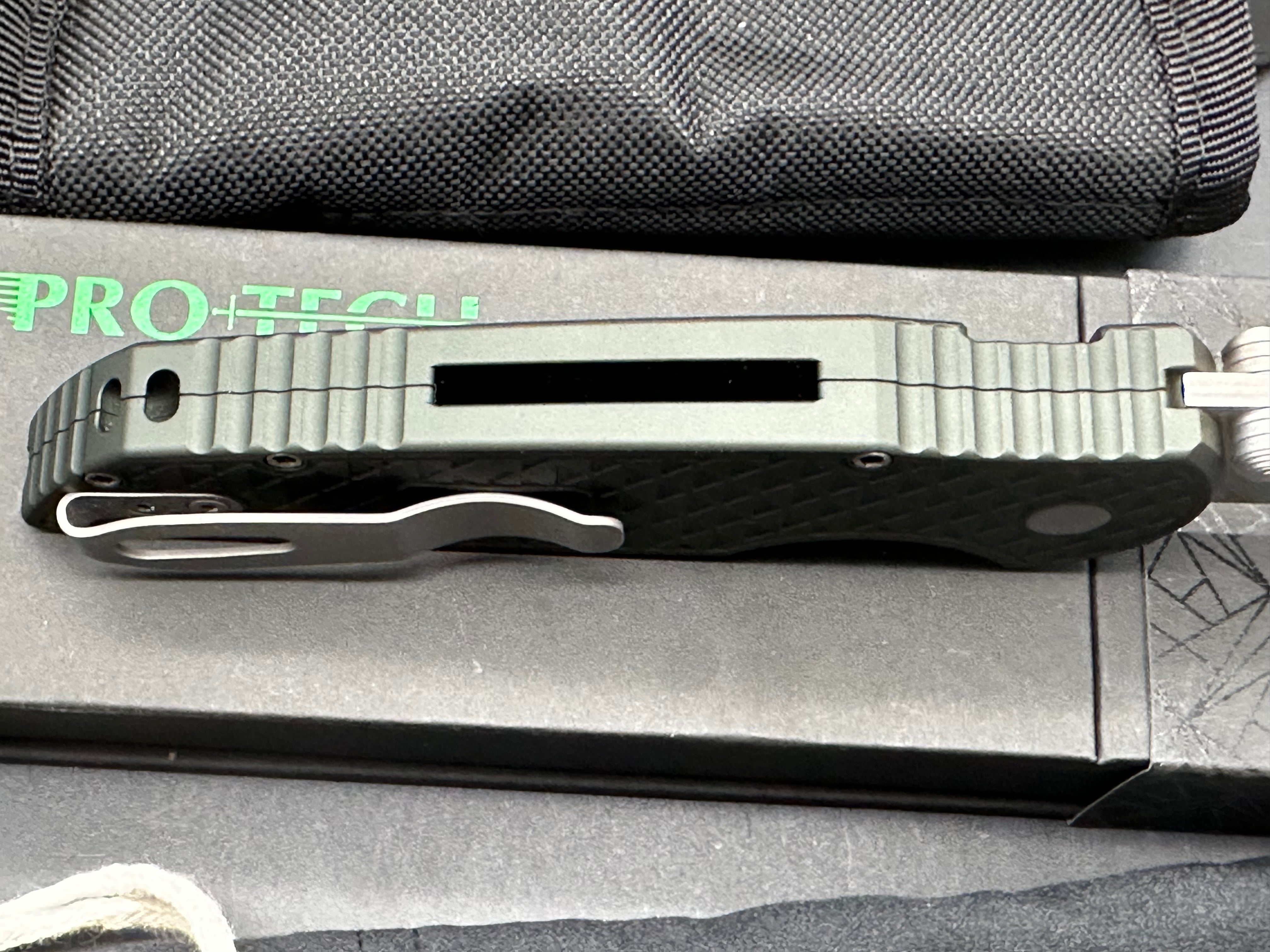 ProTech TR-3 Integrity 3.5" CPM S35VN Stonewash Blade with Dark Green Relic Aluminum Scales