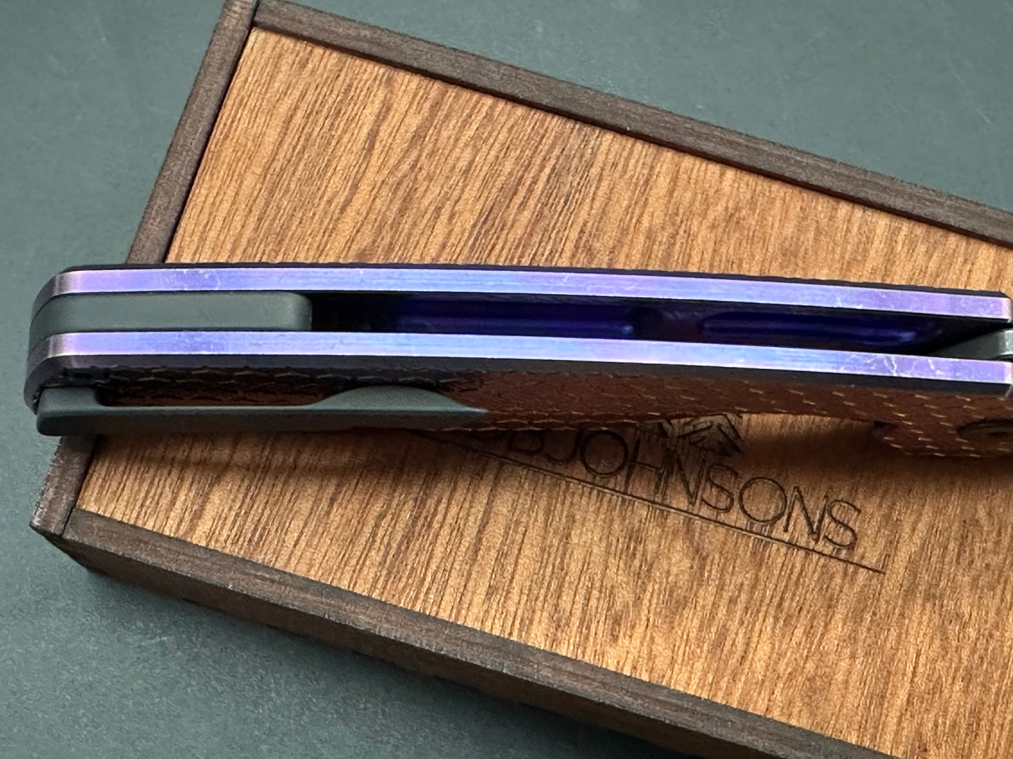 Rob Johnson Cedar 76V Purple titanium handle and rose gold hardware M390 acid washed blade