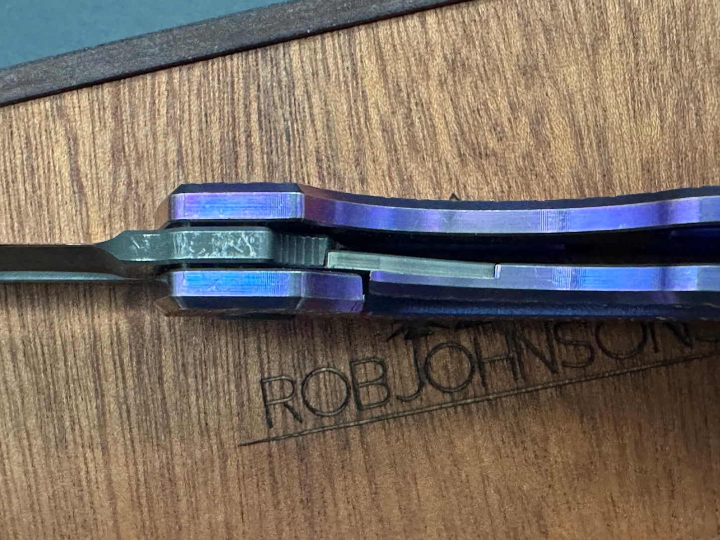 Rob Johnson Cedar 76V Purple titanium handle and rose gold hardware M390 acid washed blade