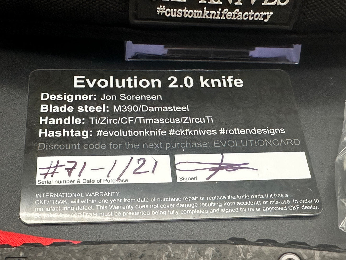 CKF Custom Knife Factory Evolution 2.0 CF #71