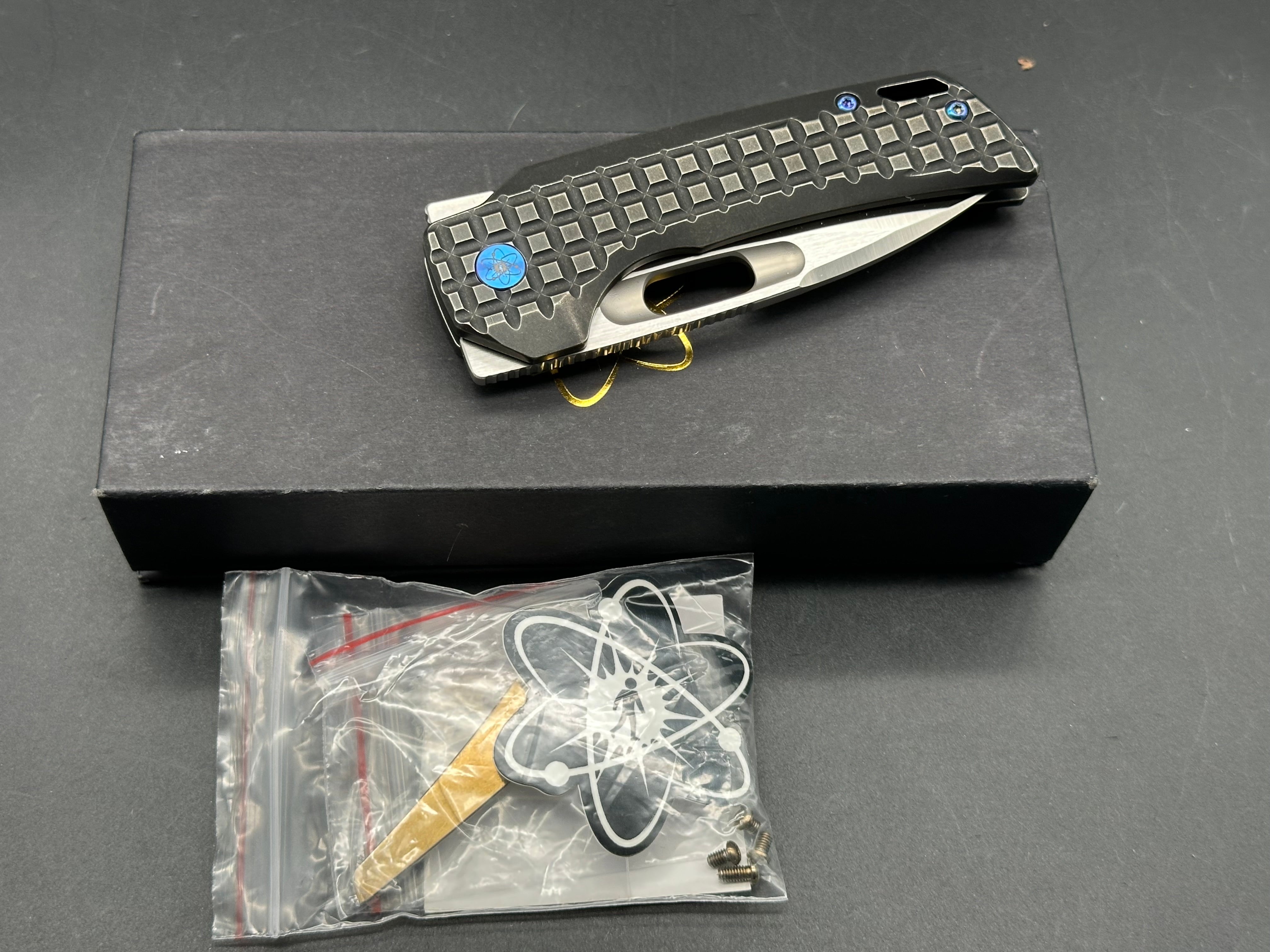 EMP EDC - Nymble/Grey Milled Frag Ti Handle & Blue Hardware + MokuTi Clip