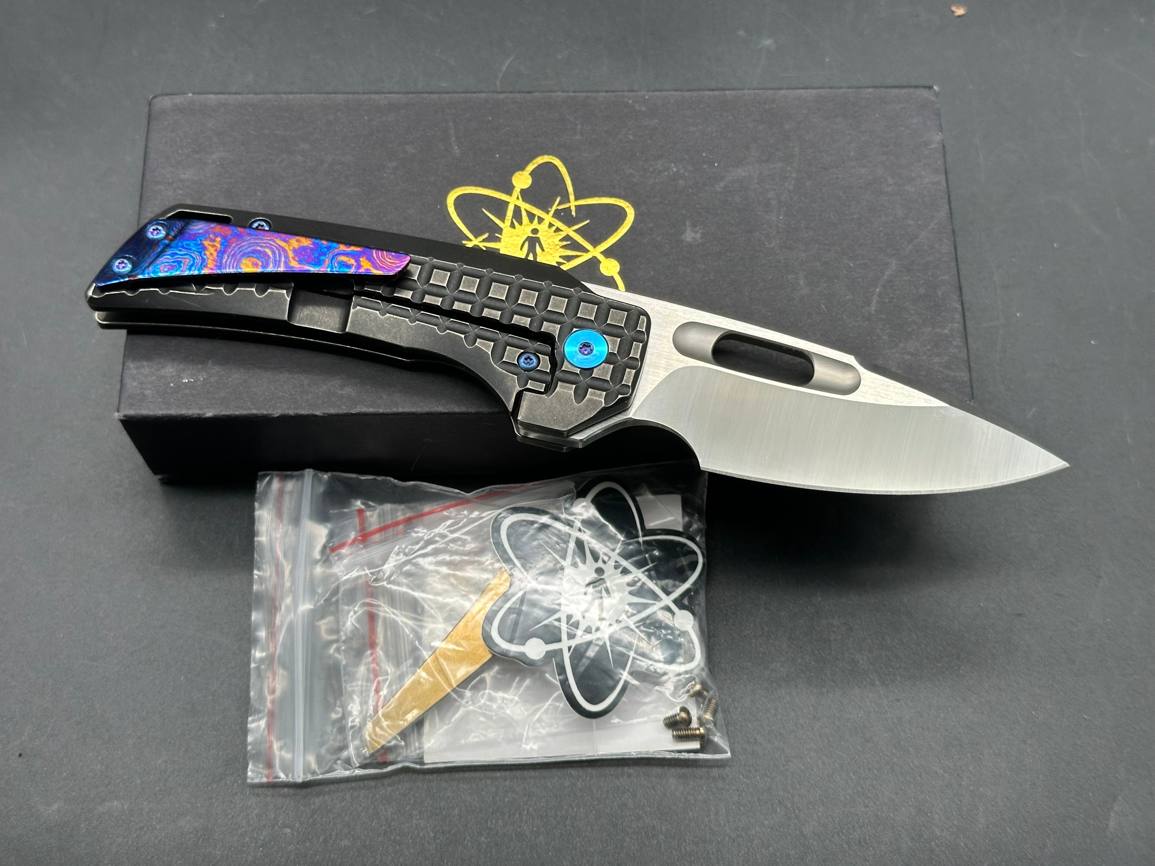 EMP EDC - Nymble/Grey Milled Frag Ti Handle & Blue Hardware + MokuTi Clip