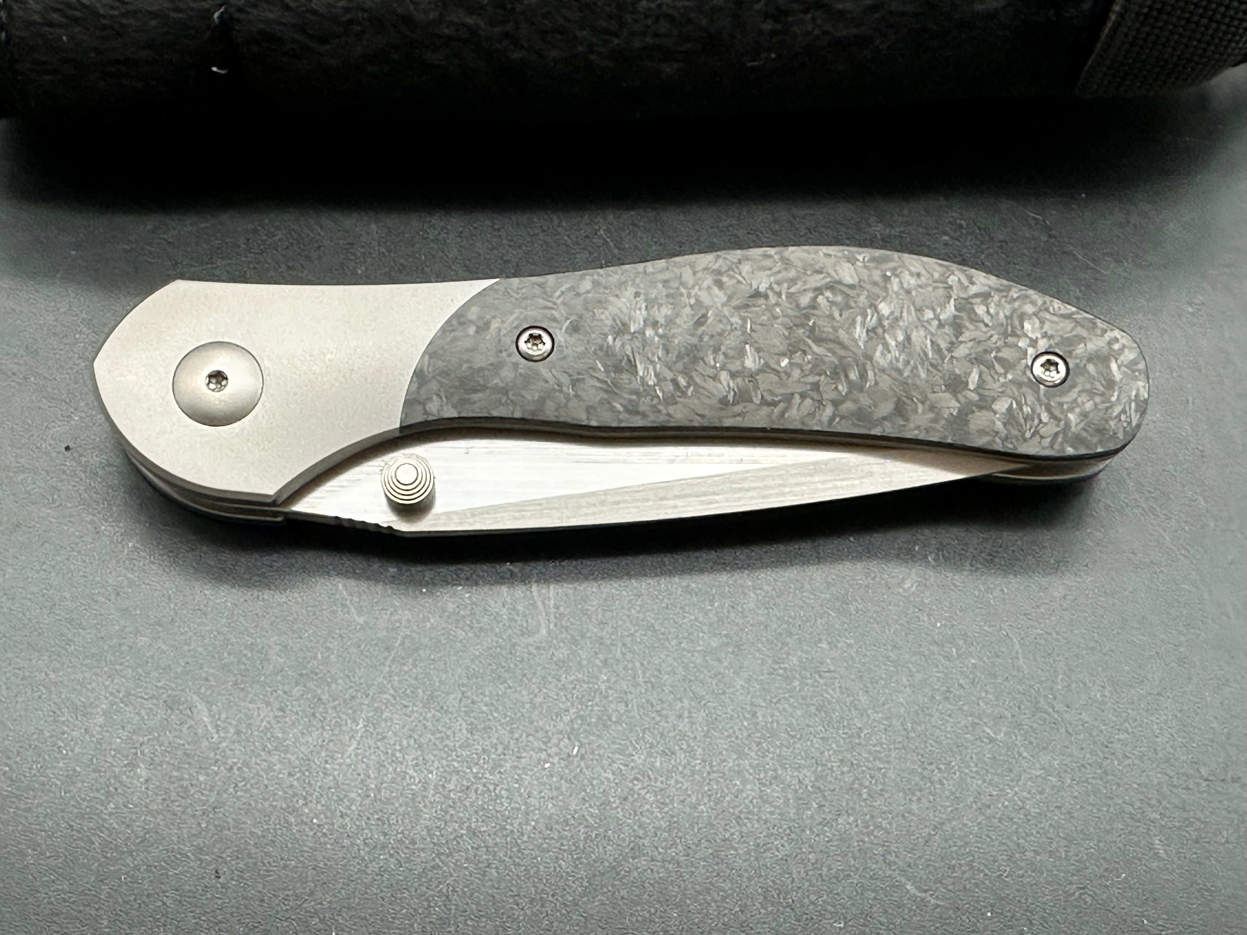 CMF Metalworks Print Production: 3.25 inch clip point, recurve, hand rubbed, satin Bohler M390 blade