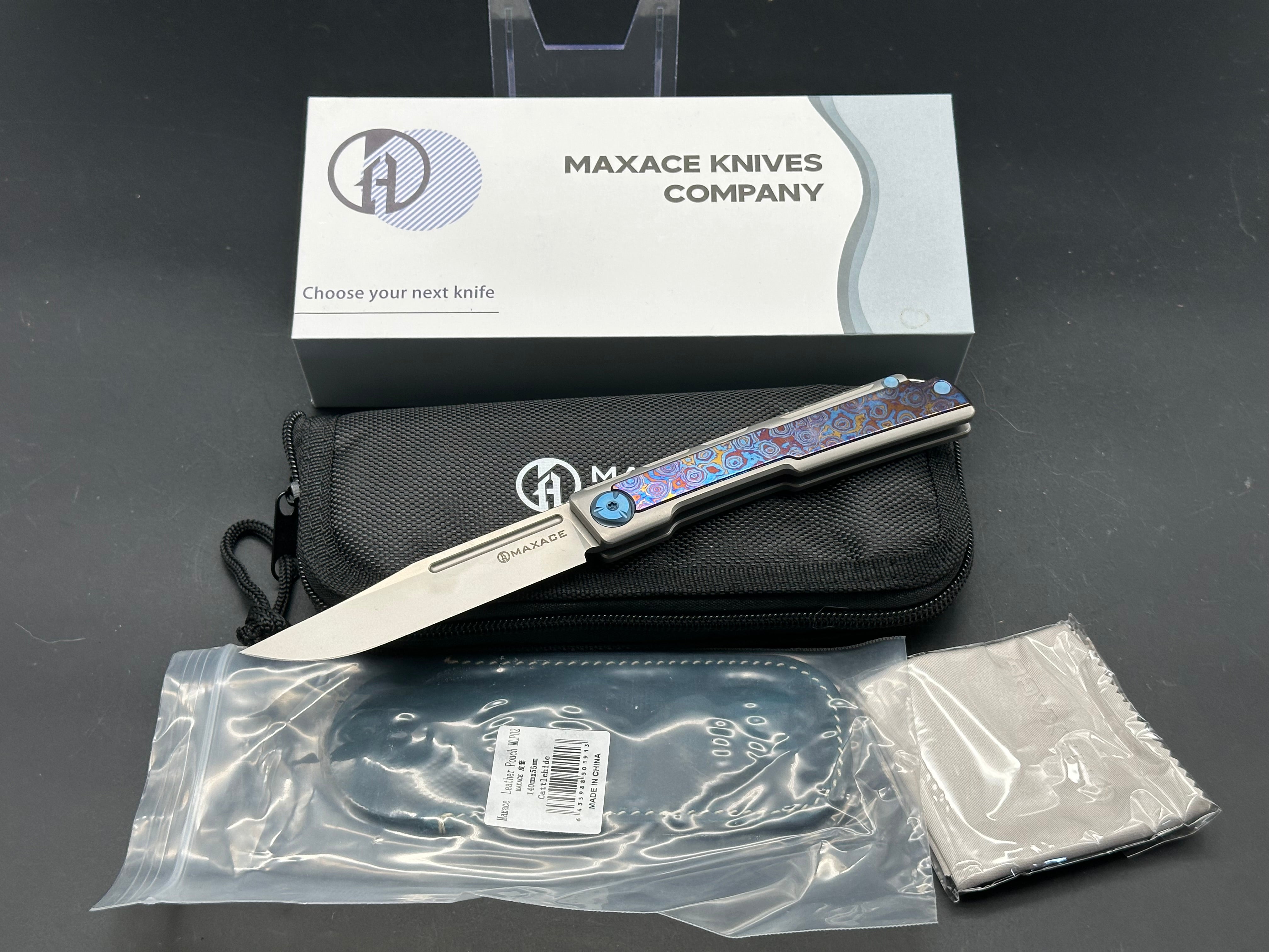 Maxace + Midnight Cat - Albatross/Spine Lock/Grey Ti Frame + Timascus Inlays