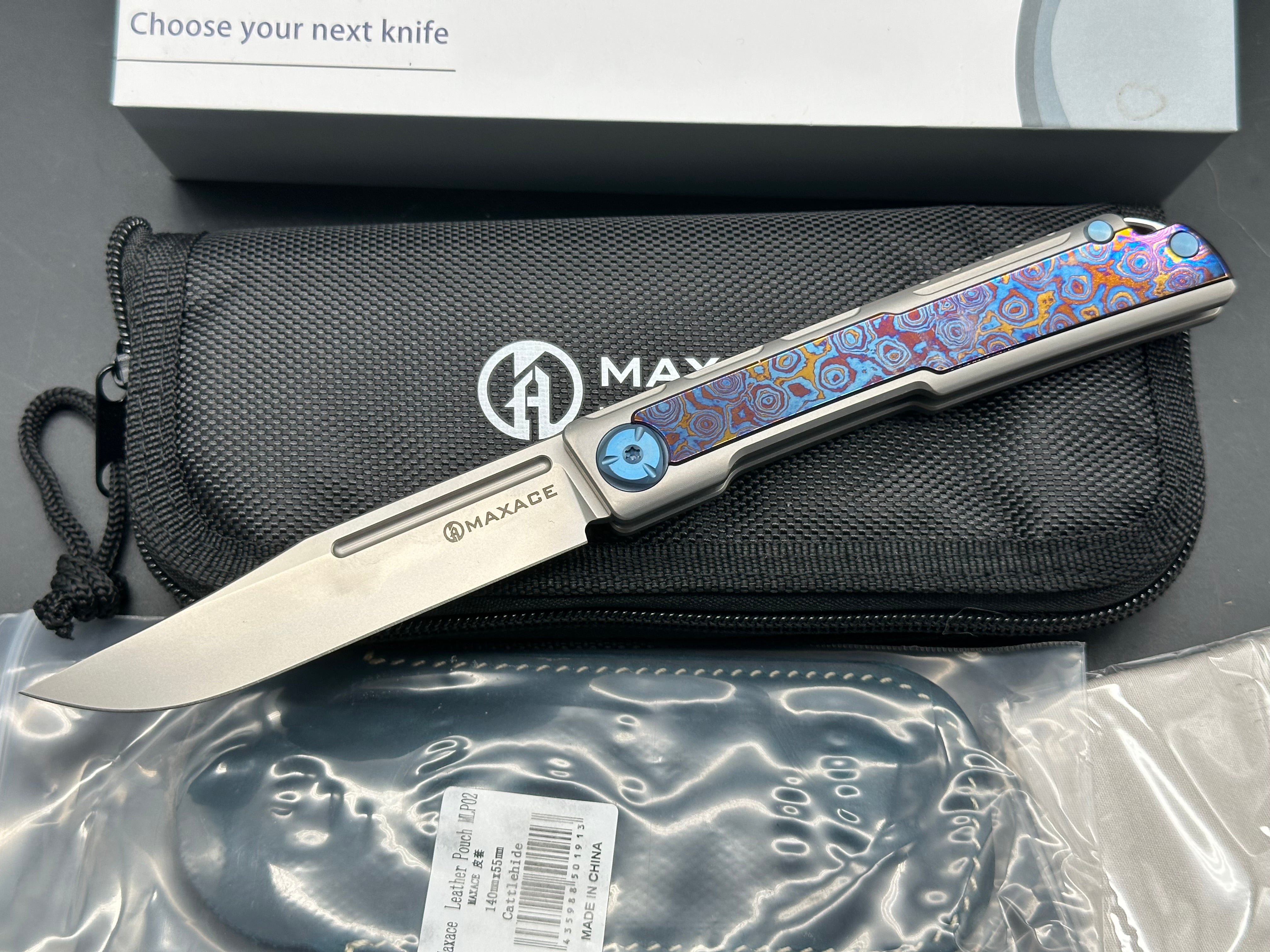 Maxace + Midnight Cat - Albatross/Spine Lock/Grey Ti Frame + Timascus Inlays