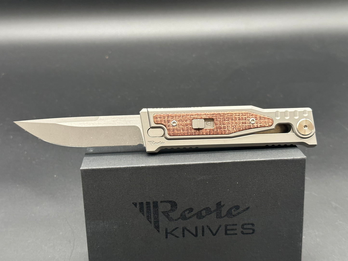 Reate Exo M Drop point burlap micarta w/3V blade