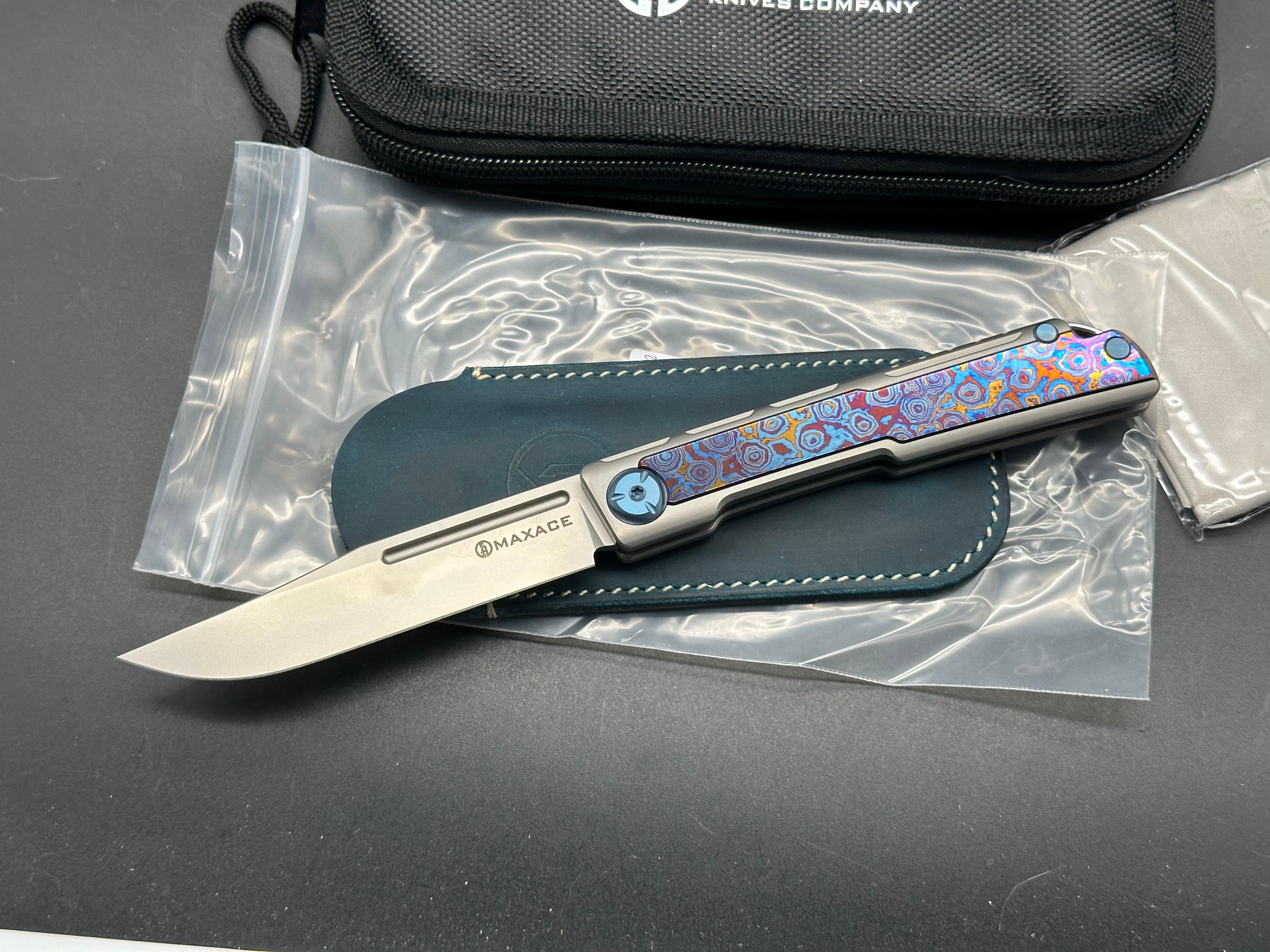 Maxace + Midnight Cat - Albatross/Spine Lock/Grey Ti Frame + Timascus Inlays