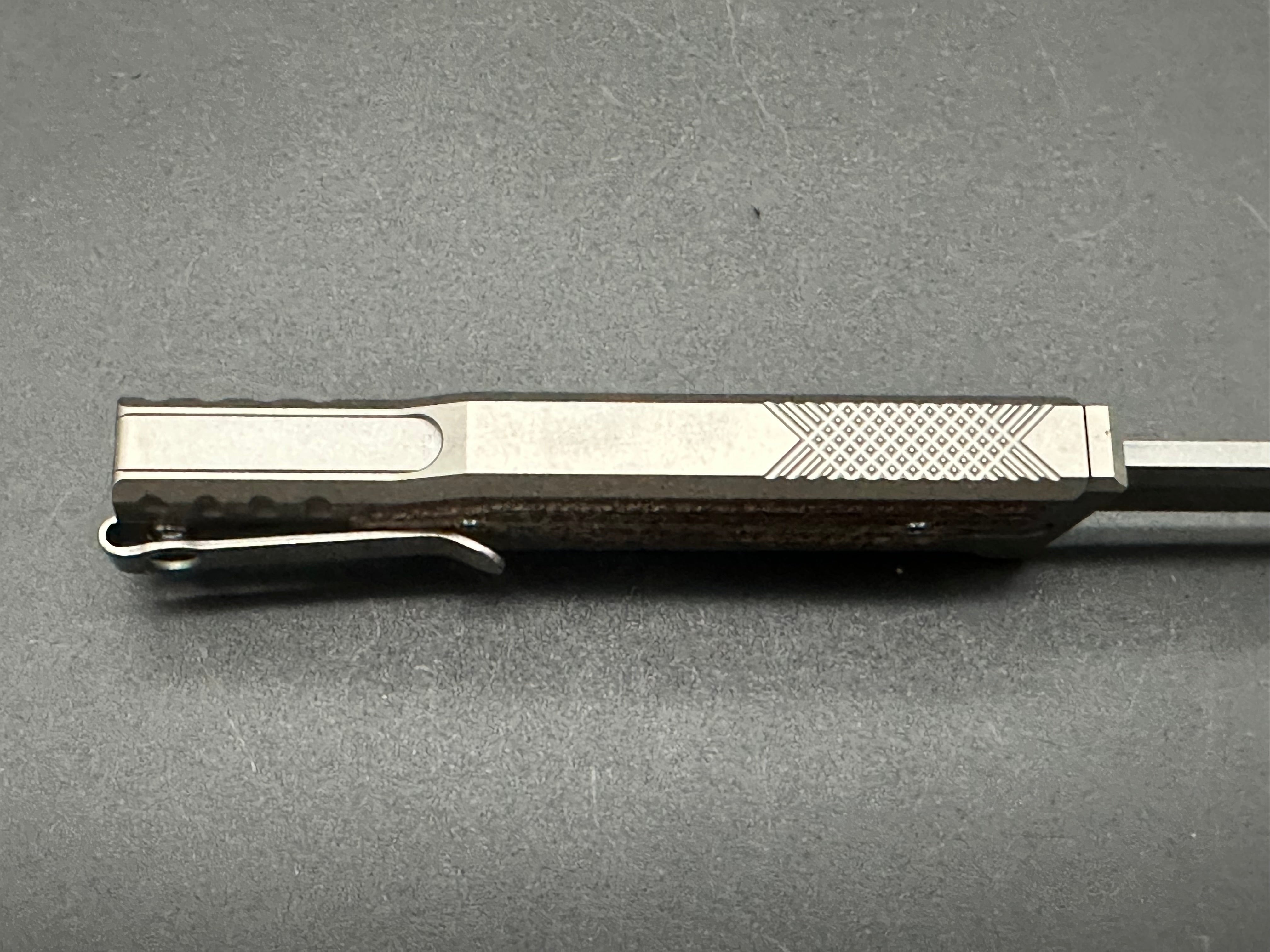 Reate Exo M Drop point burlap micarta w/3V blade