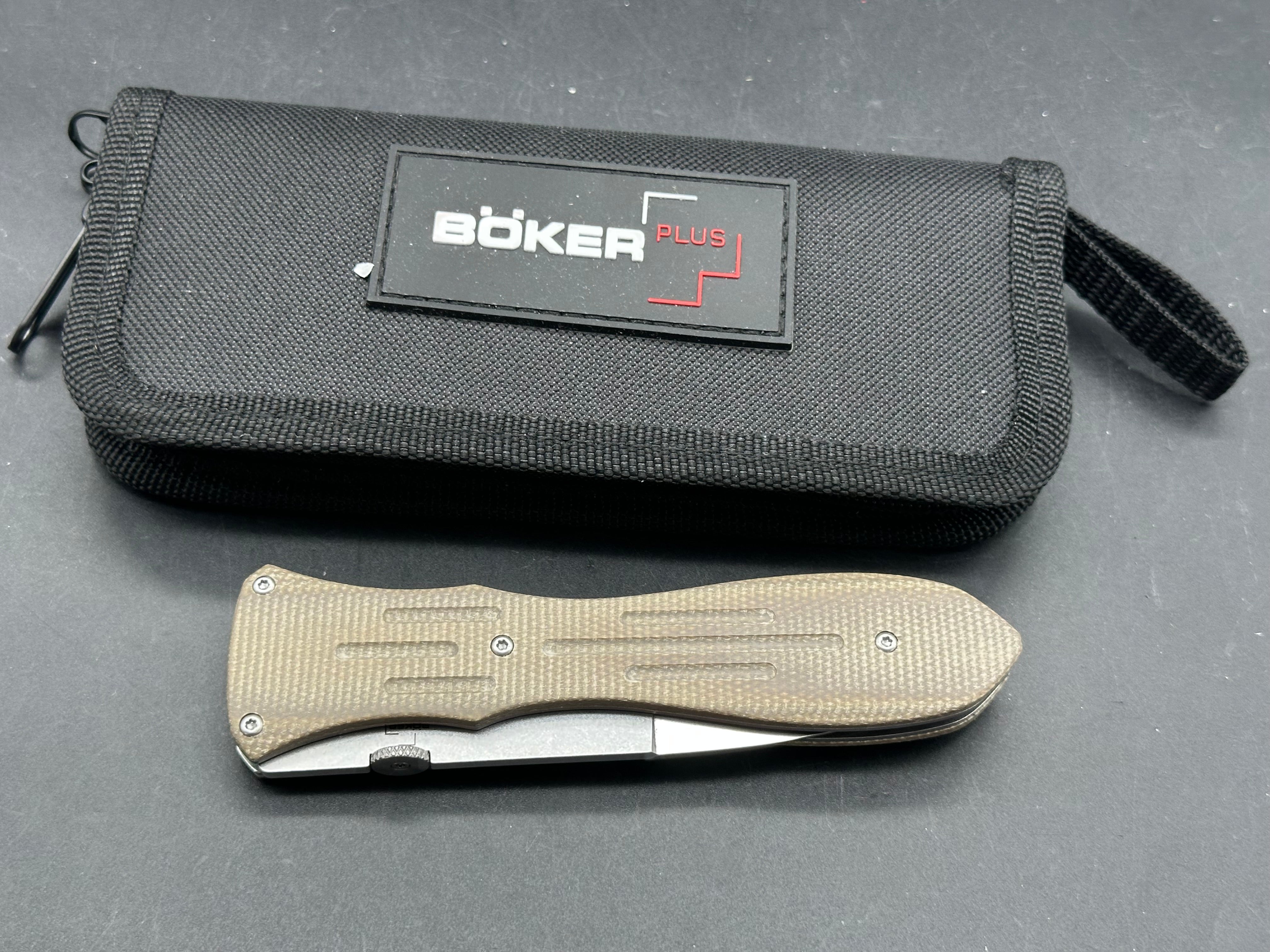 Boker Atropos Liner Lock Knife Tan Micarta (4.1" Satin)