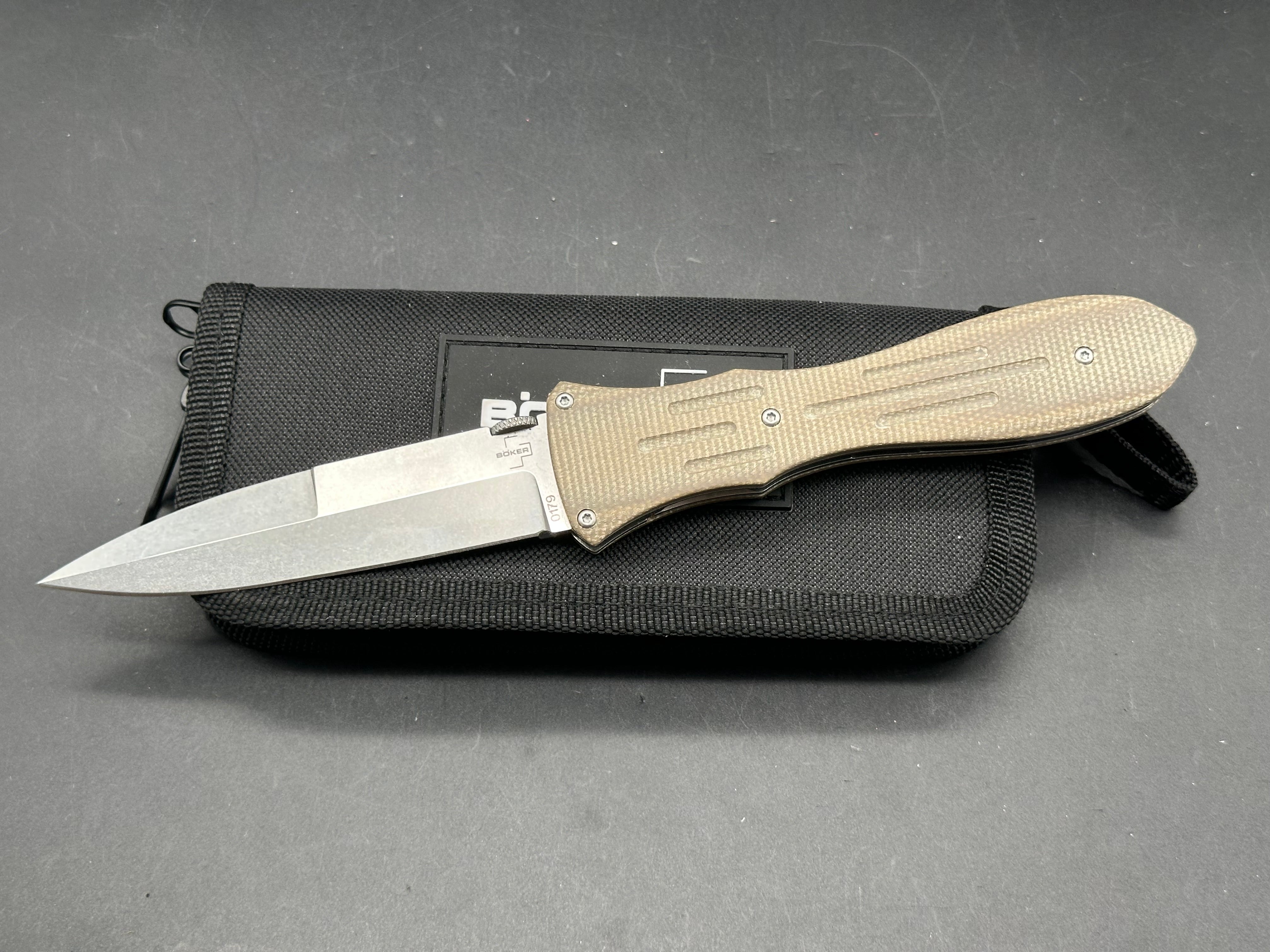 Boker Atropos Liner Lock Knife Tan Micarta (4.1" Satin)