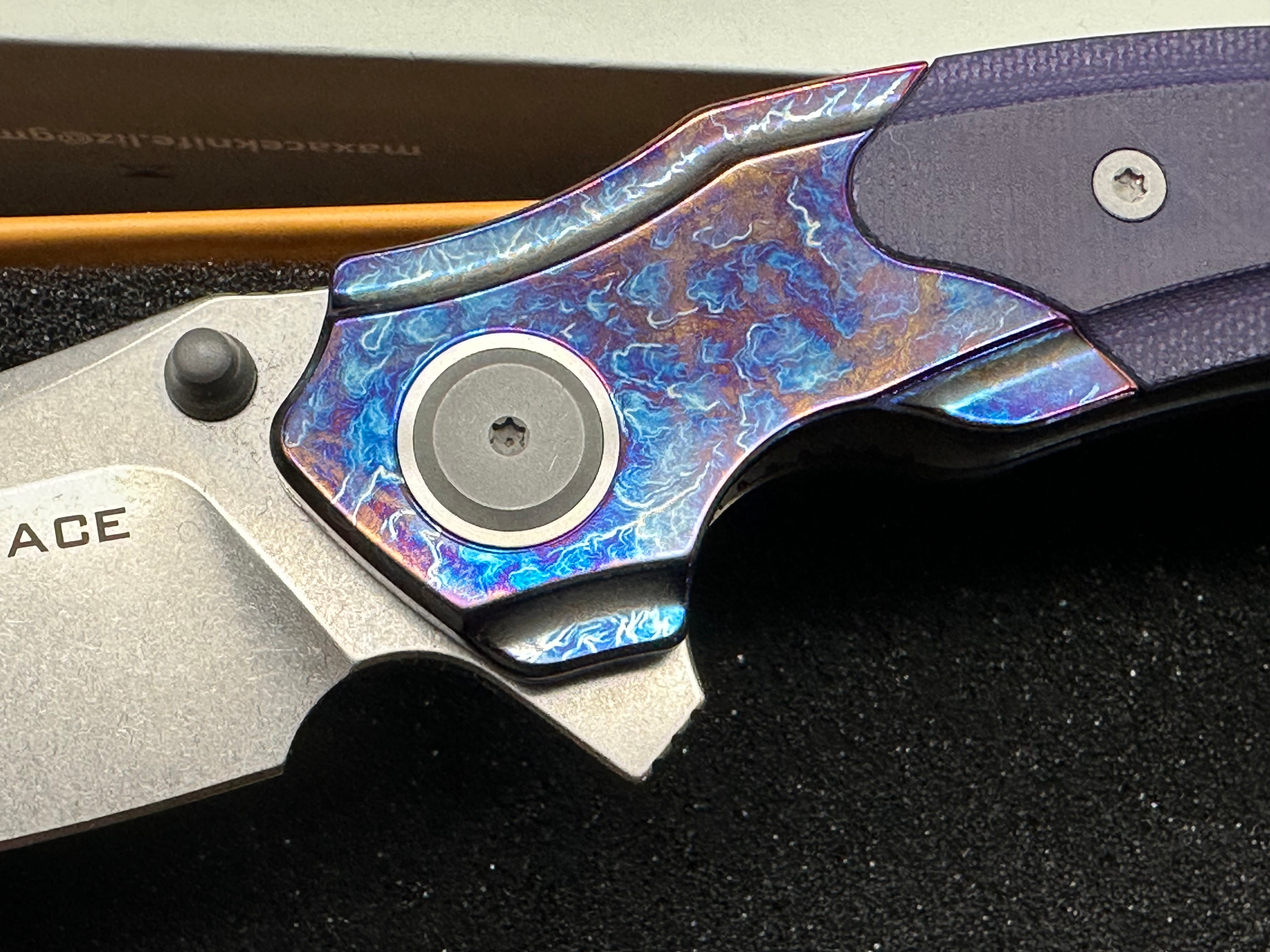 Maxace + Midnight Cat - Rock/Custom Purple G-10 + Custom Zuri Ti Bolster