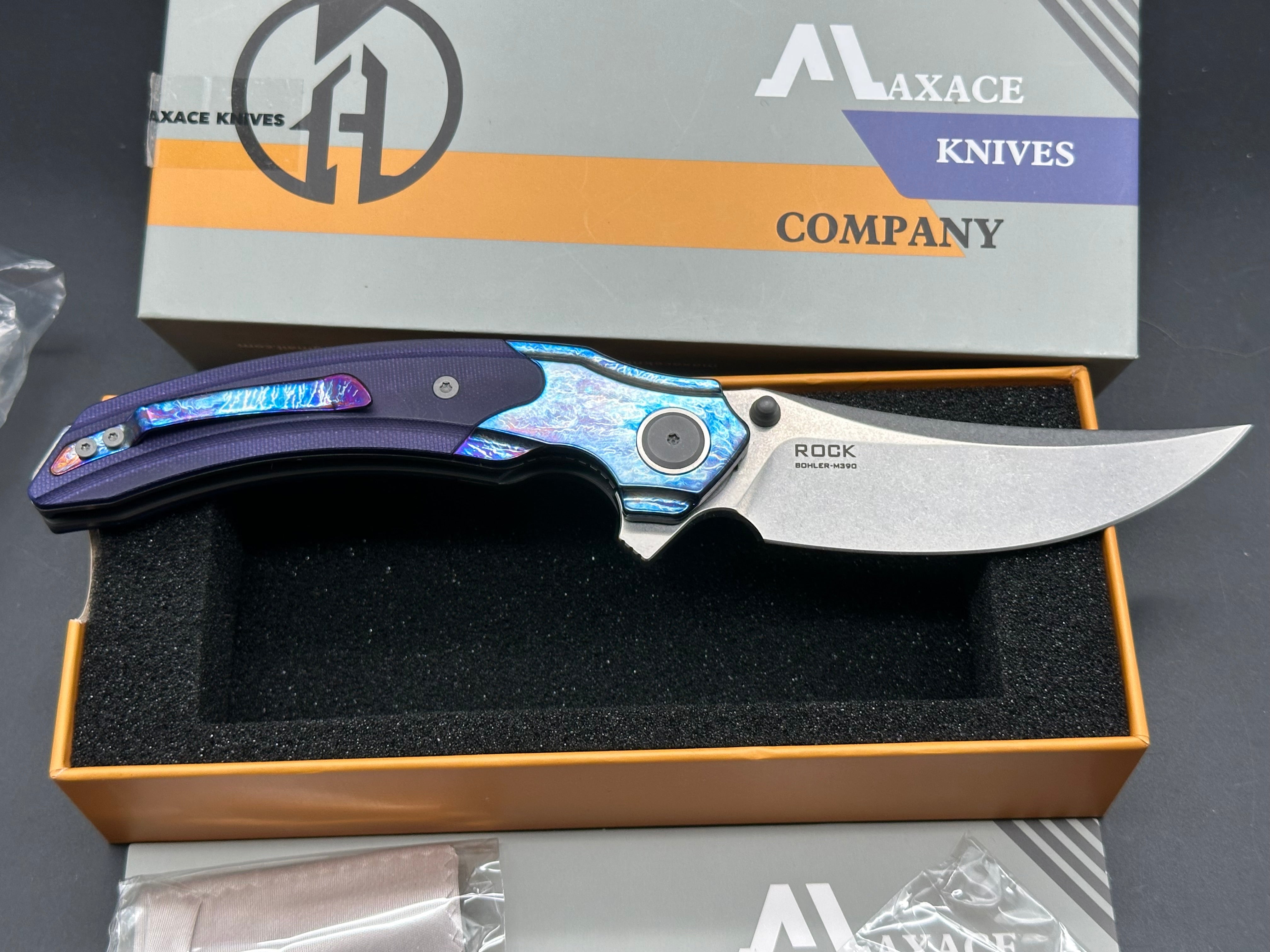 Maxace + Midnight Cat - Rock/Custom Purple G-10 + Custom Zuri Ti Bolster