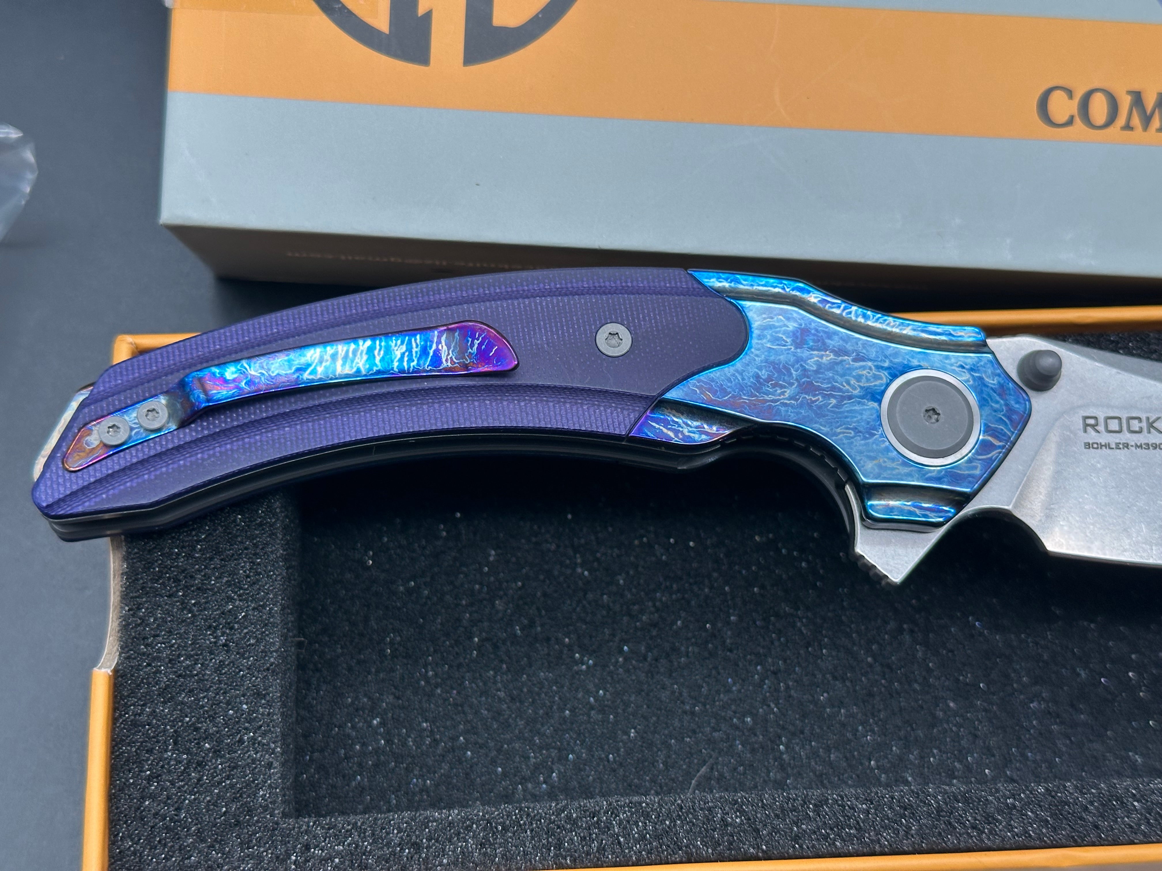 Maxace + Midnight Cat - Rock/Custom Purple G-10 + Custom Zuri Ti Bolster