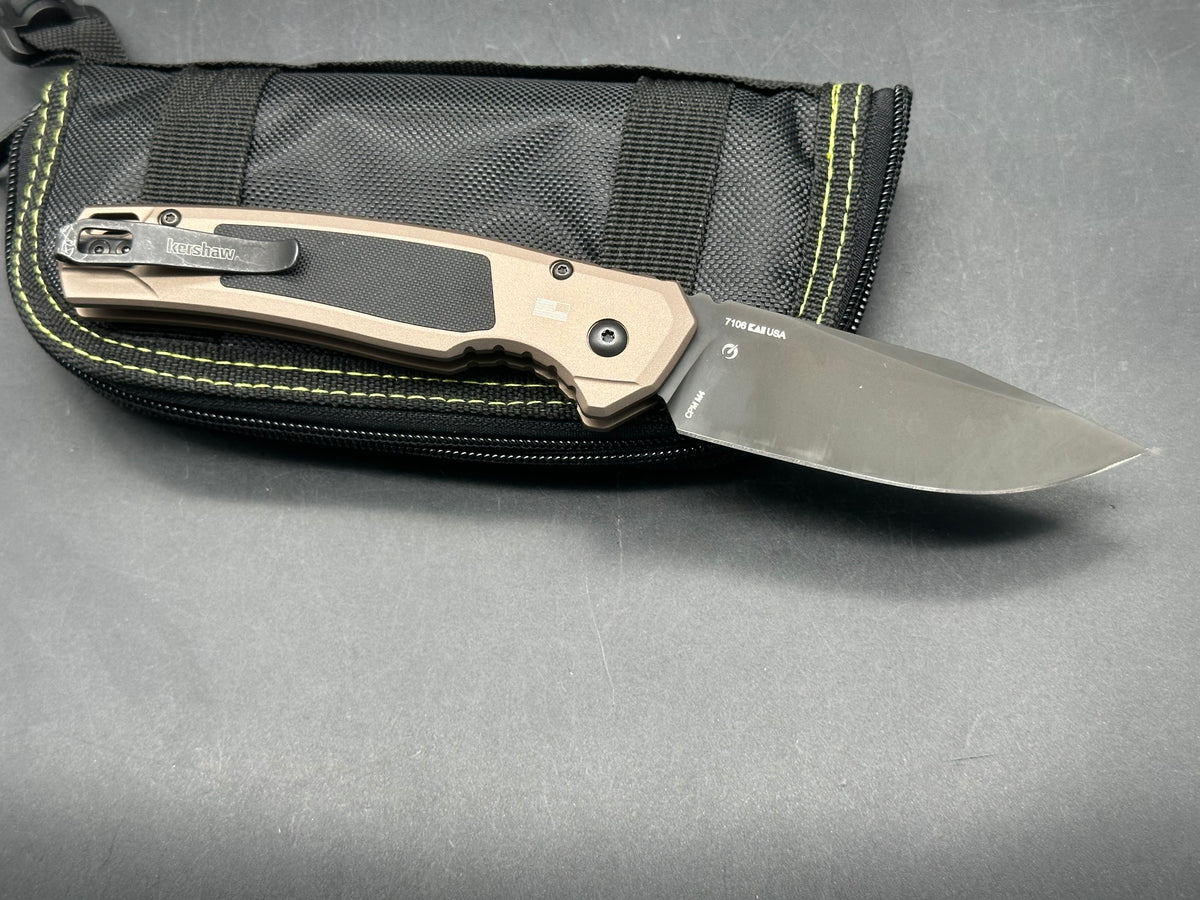 Kershaw Launch 21 Tactical Automatic Knife FDE Al + Black G-10 (3.4" Black M4)