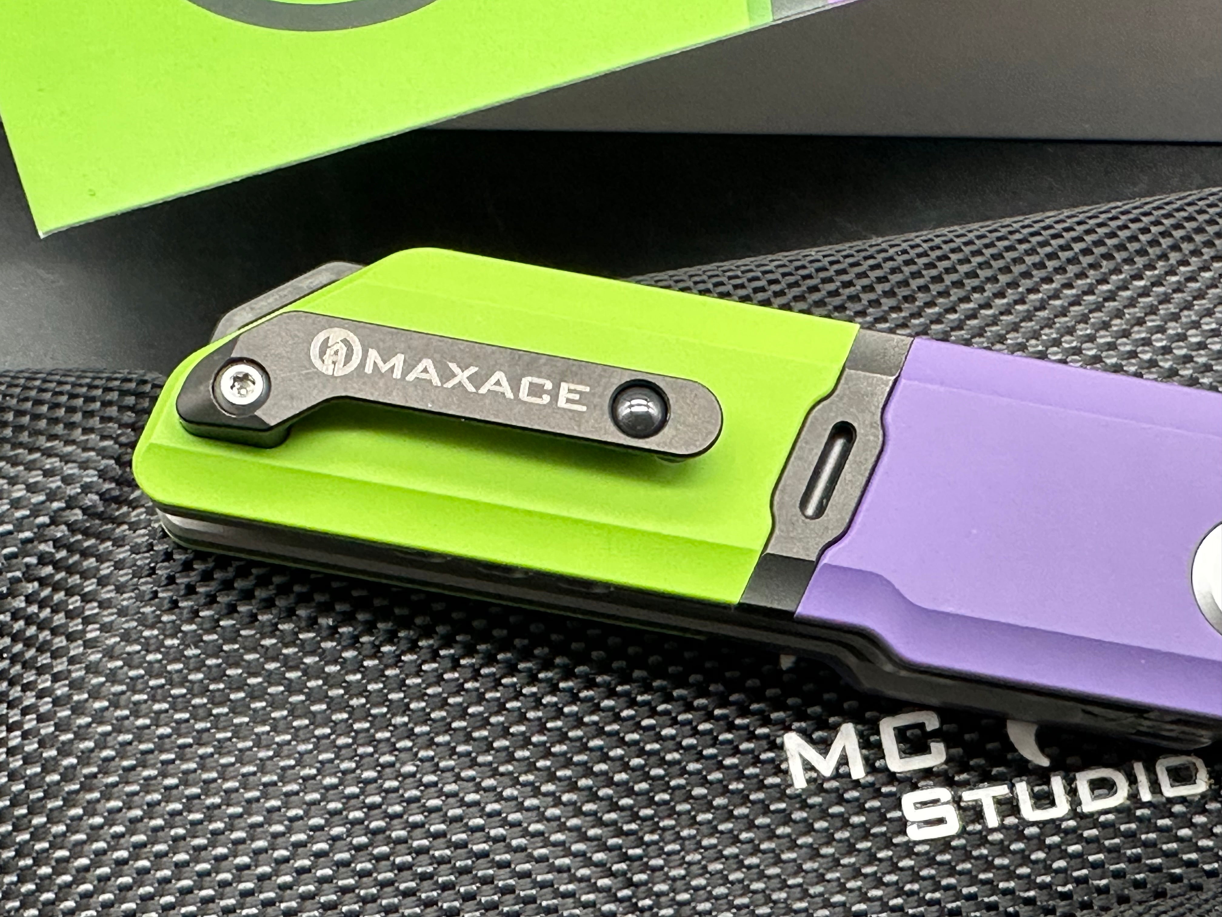 Maxace + Midnight Cat - Capsule/Green & Purple Cerakote Coated Ti/Drop Point/Satin Bohler M390