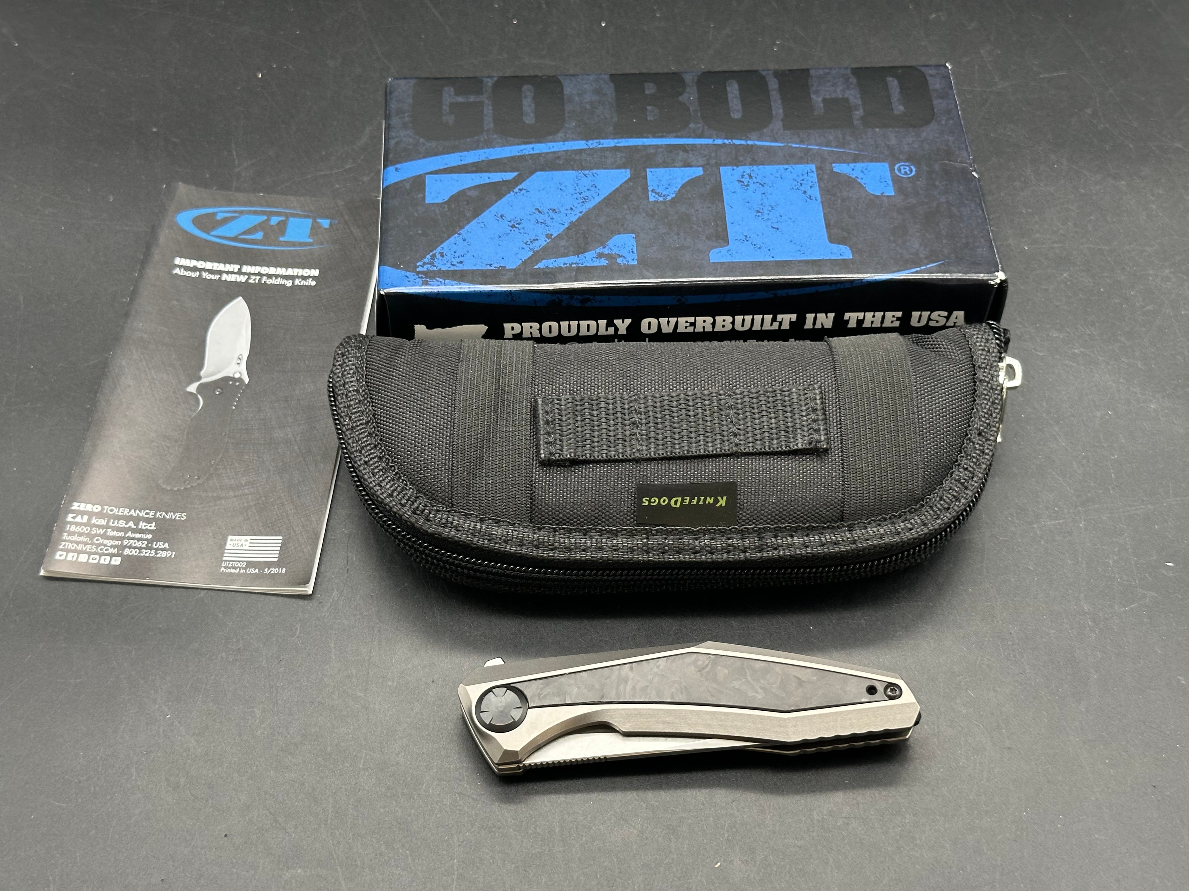 Zero Tolerance ZT 470 Dmitry Sinkevich design 3.4 inch drop point, flat grind, satin CPM-20CV blade
