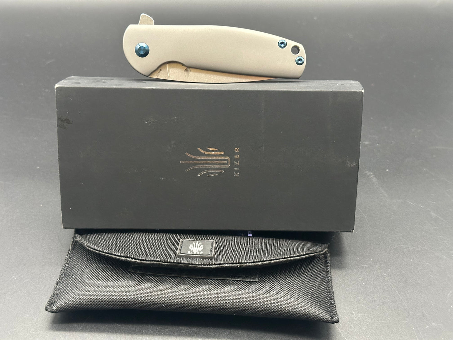 Kizer Laconico Gemini Frame Lock Knife w/ Blue Clip (3.125" Stonewash)