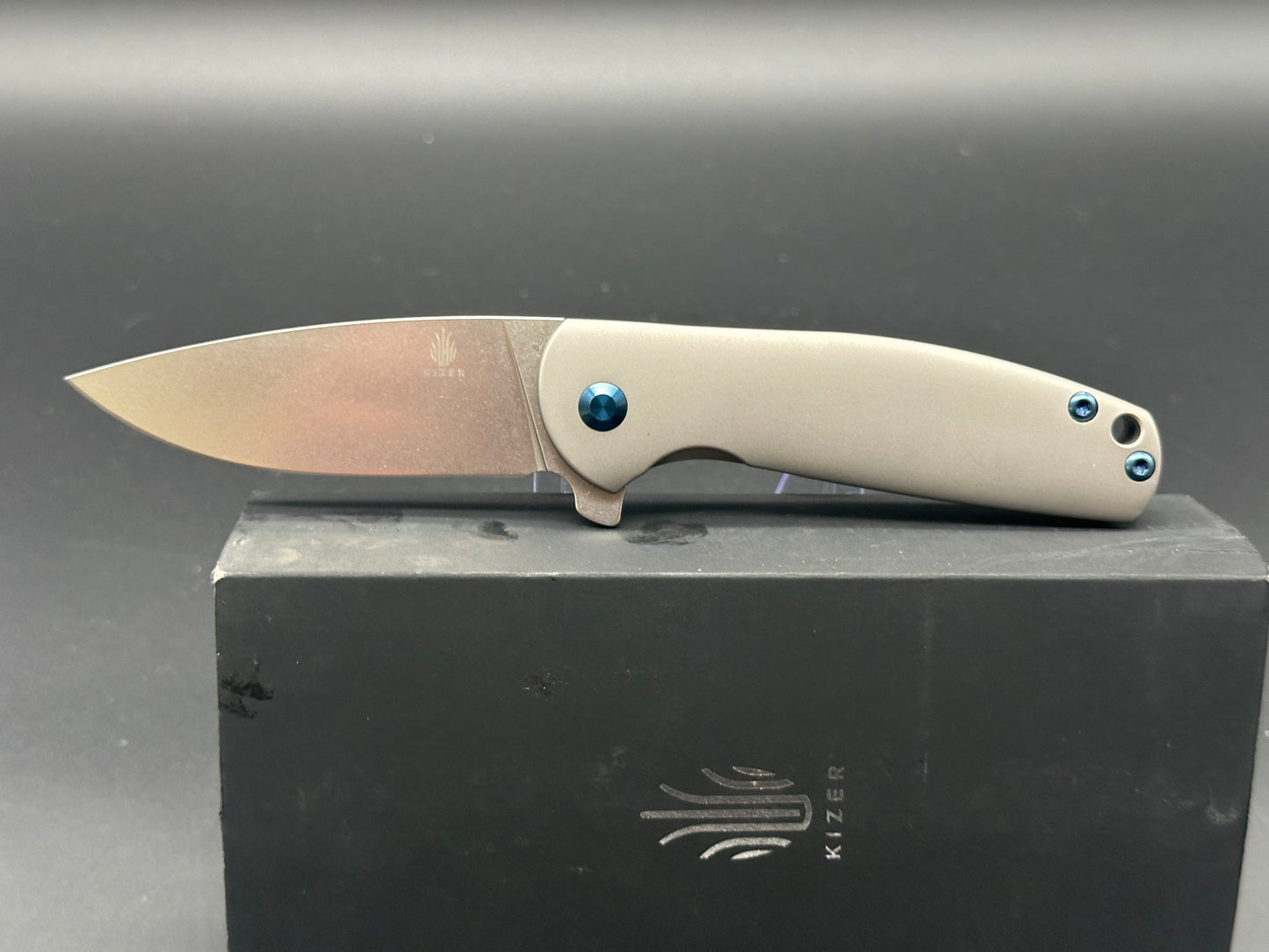 Kizer Laconico Gemini Frame Lock Knife w/ Blue Clip (3.125" Stonewash)