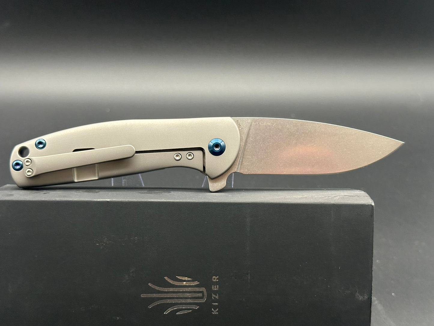 Kizer Laconico Gemini Frame Lock Knife w/ Blue Clip (3.125" Stonewash)