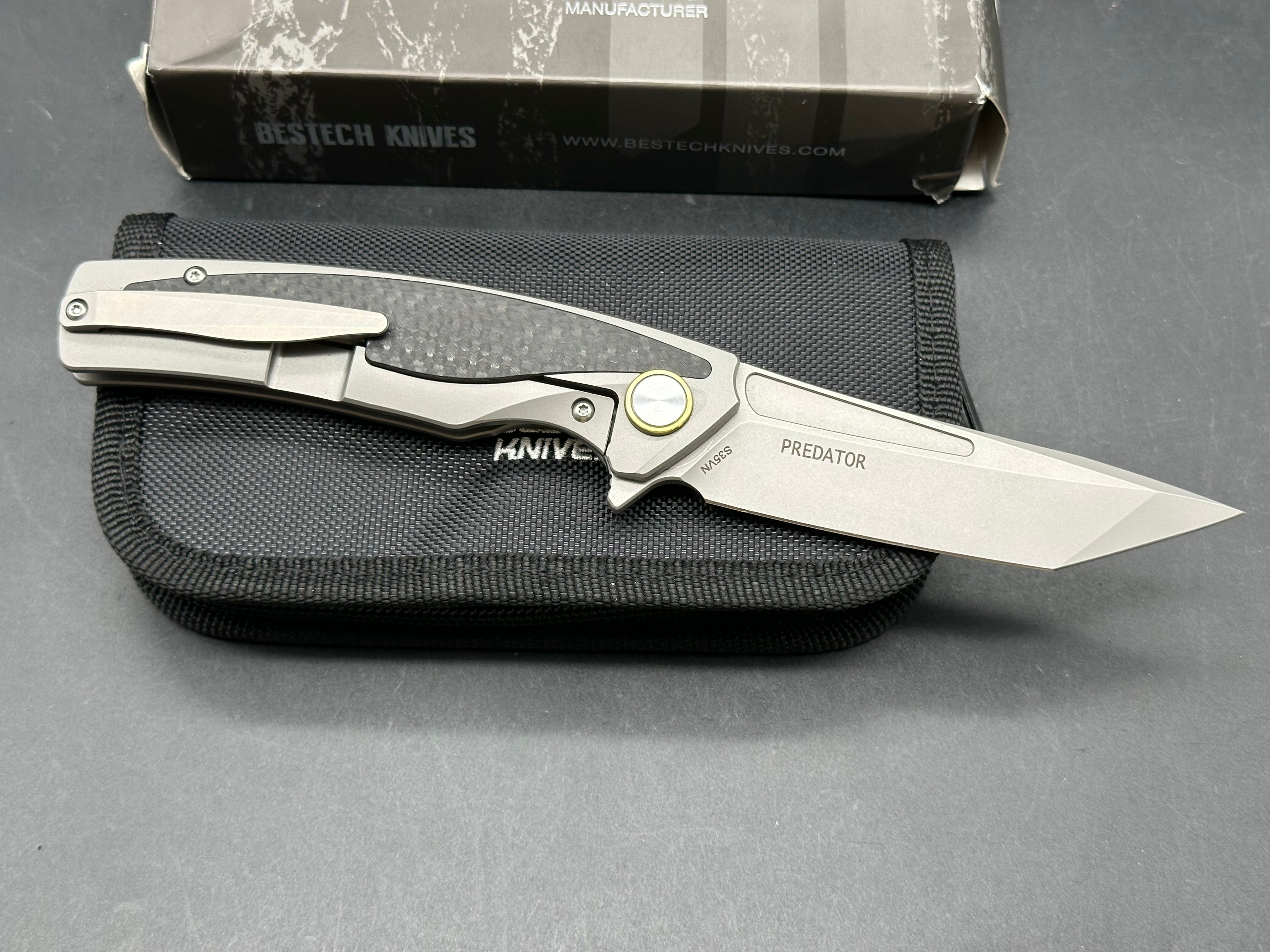 Bestech Predator 3.5 inch ceramic bead blasted, satin CPM-S35VN blade
