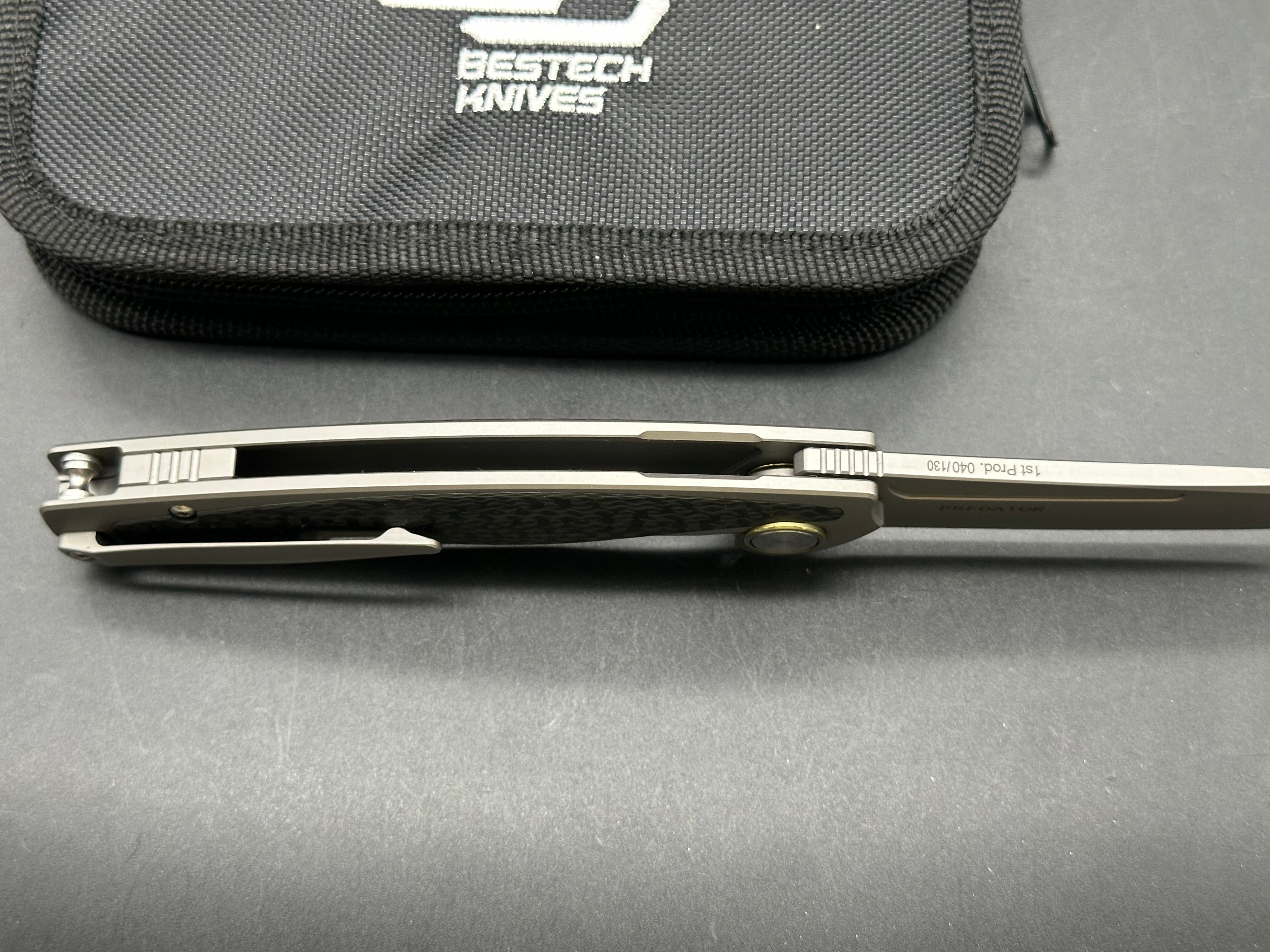 Bestech Predator 3.5 inch ceramic bead blasted, satin CPM-S35VN blade