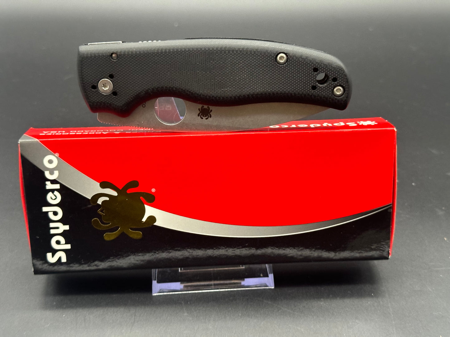 SPYDERCO SHAMAN KNIFE BLACK G-10 HANDLE STONEWASHED CPM S30V PLAIN EDGE C229GP