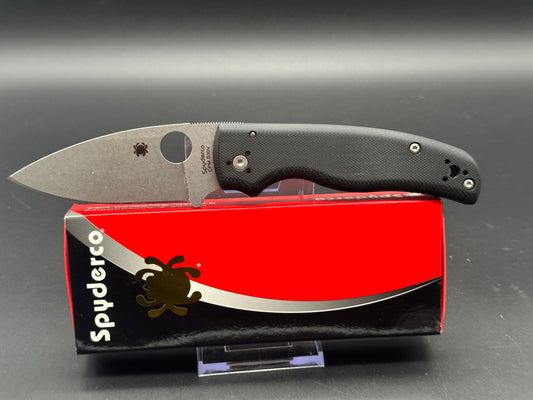 SPYDERCO SHAMAN KNIFE BLACK G-10 HANDLE STONEWASHED CPM S30V PLAIN EDGE C229GP