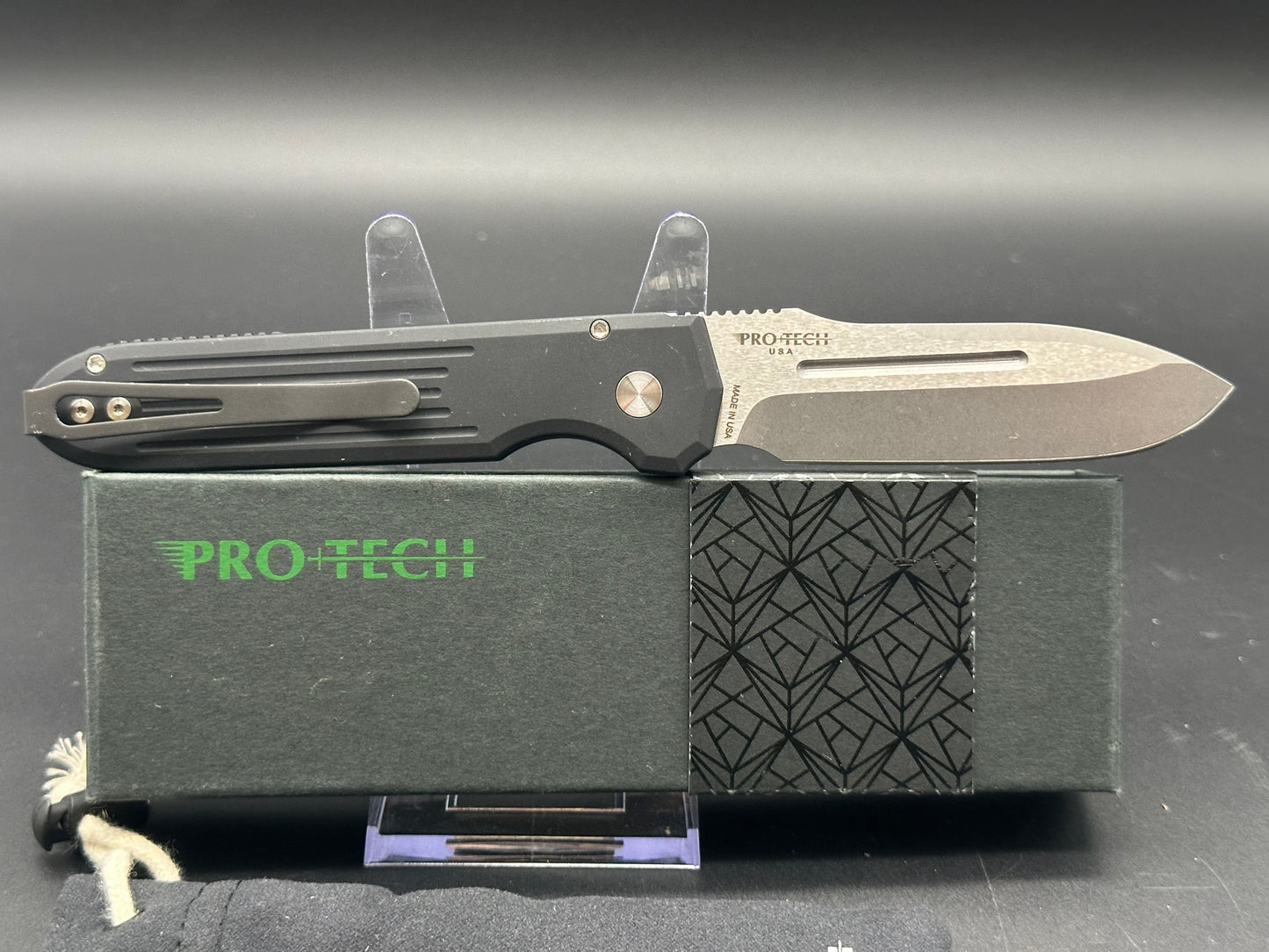 Protech PDW Invictus Stonewashed 154CM Spear Point Automatic Knife