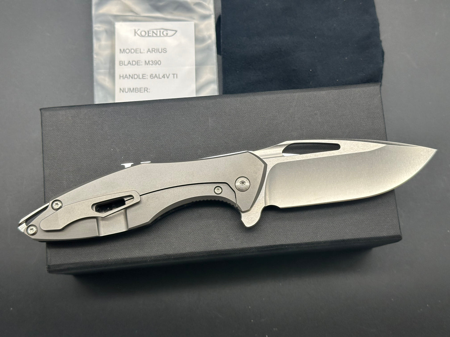 Koenig Arius Gen 4 M390 CF scale, silver accents