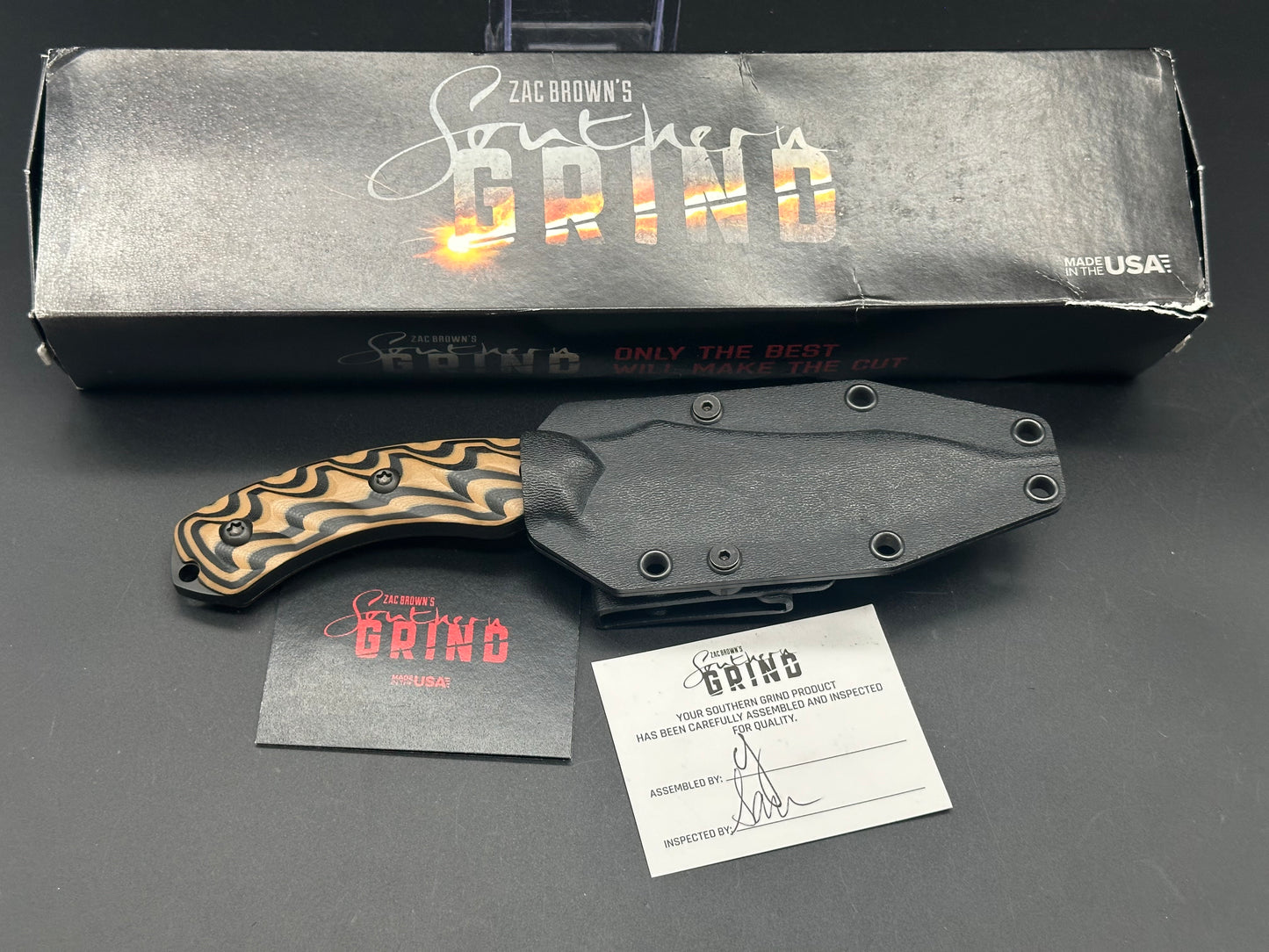 Zac Bown's Southern Grind JACKAL™ BLACK & TAN G10 | BLACK DROP POINT, BLACK SHEATH