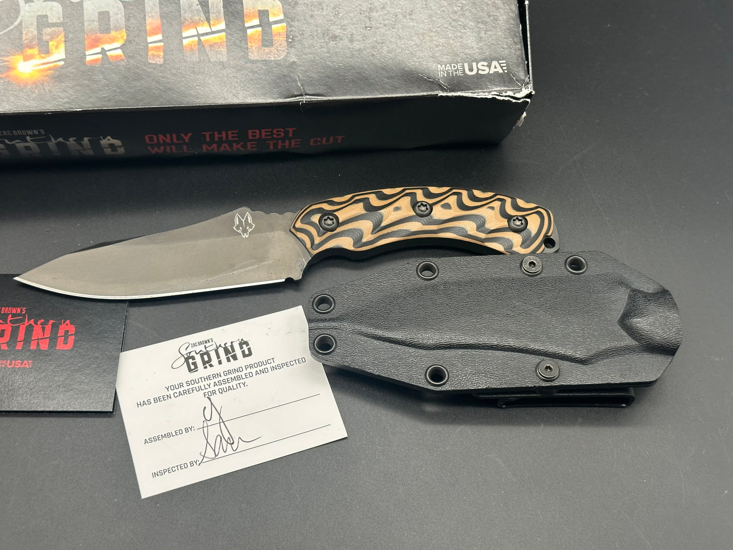 Zac Bown's Southern Grind JACKAL™ BLACK & TAN G10 | BLACK DROP POINT, BLACK SHEATH