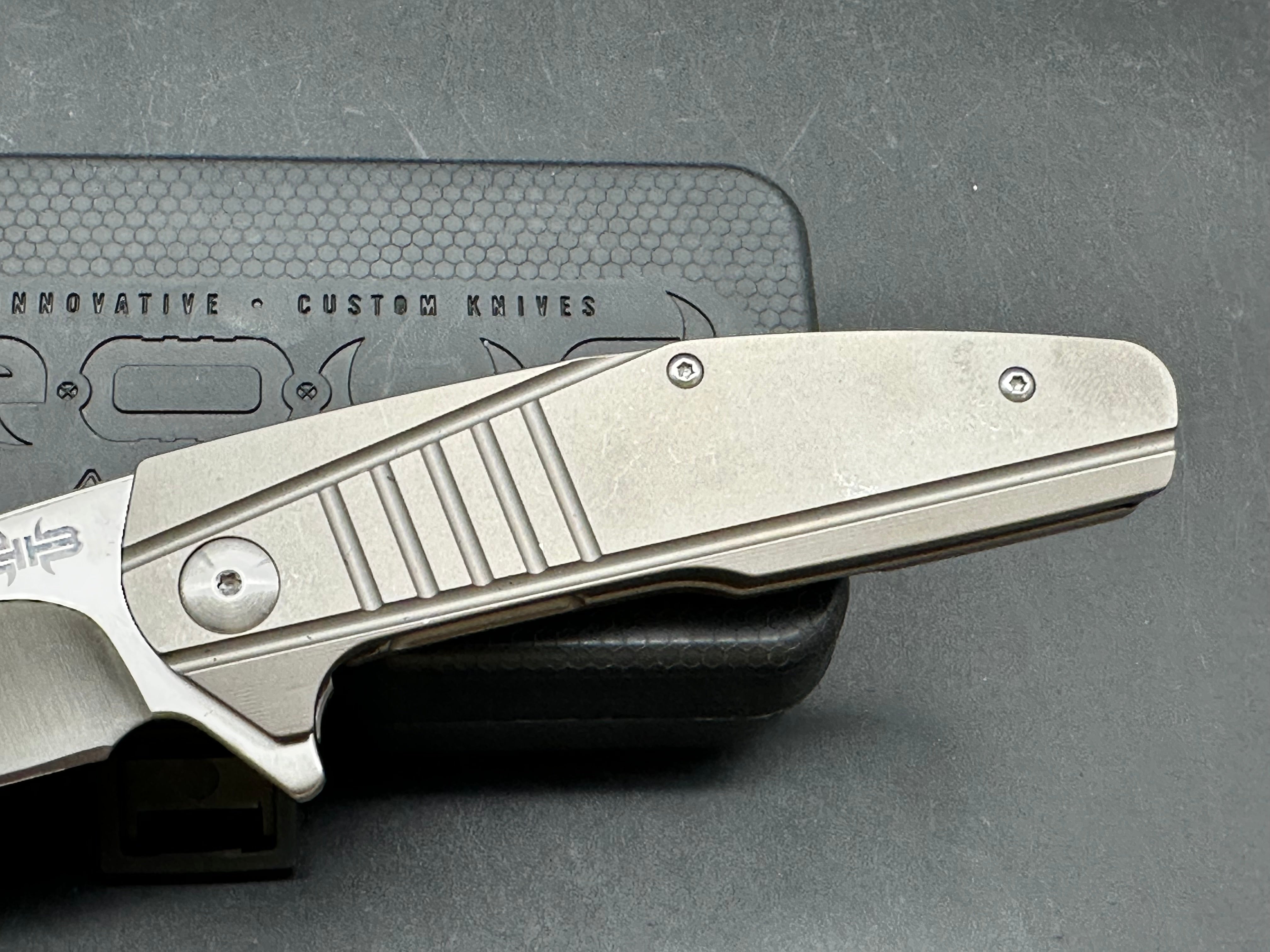 Brous Blades Insight: Dustin Turpin design. 3.25 inch drop point D2 blade. Numbered, limited edition