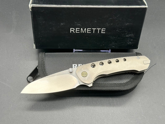 REMETTE BEE POCKET KNIFE ORANGE PEEL TITANIUM HANDLE M390 BLADE STEEL W/TITANIUM TOOTHPICK