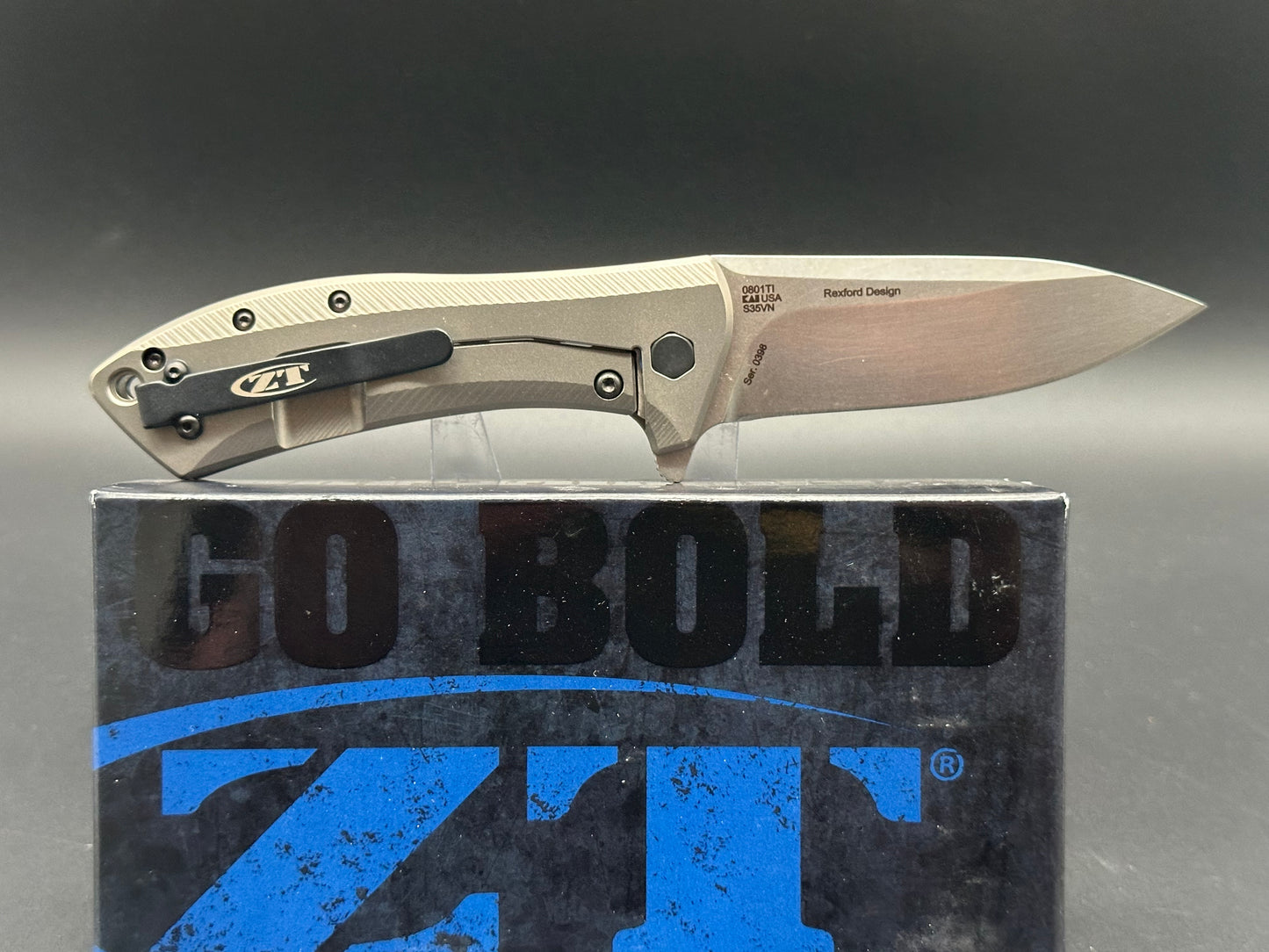 Zero Tolerance Rexford 0801TI Flipper Knife 3.5" S35VN Stonewashed Blade