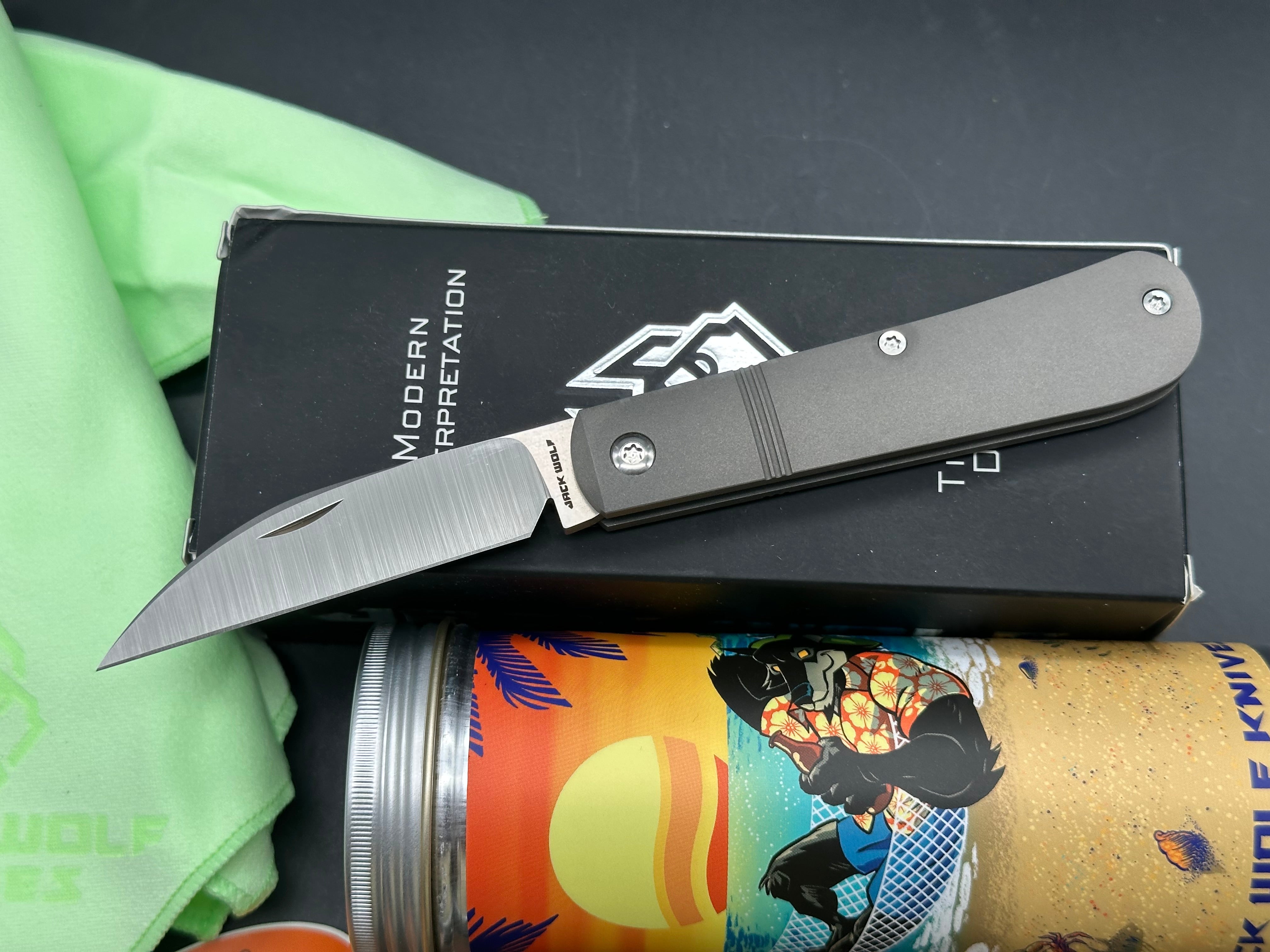 Jack Wolf Knives Laid Back Jack Slip Joint Knife Smooth Titanium (2.8" Satin)