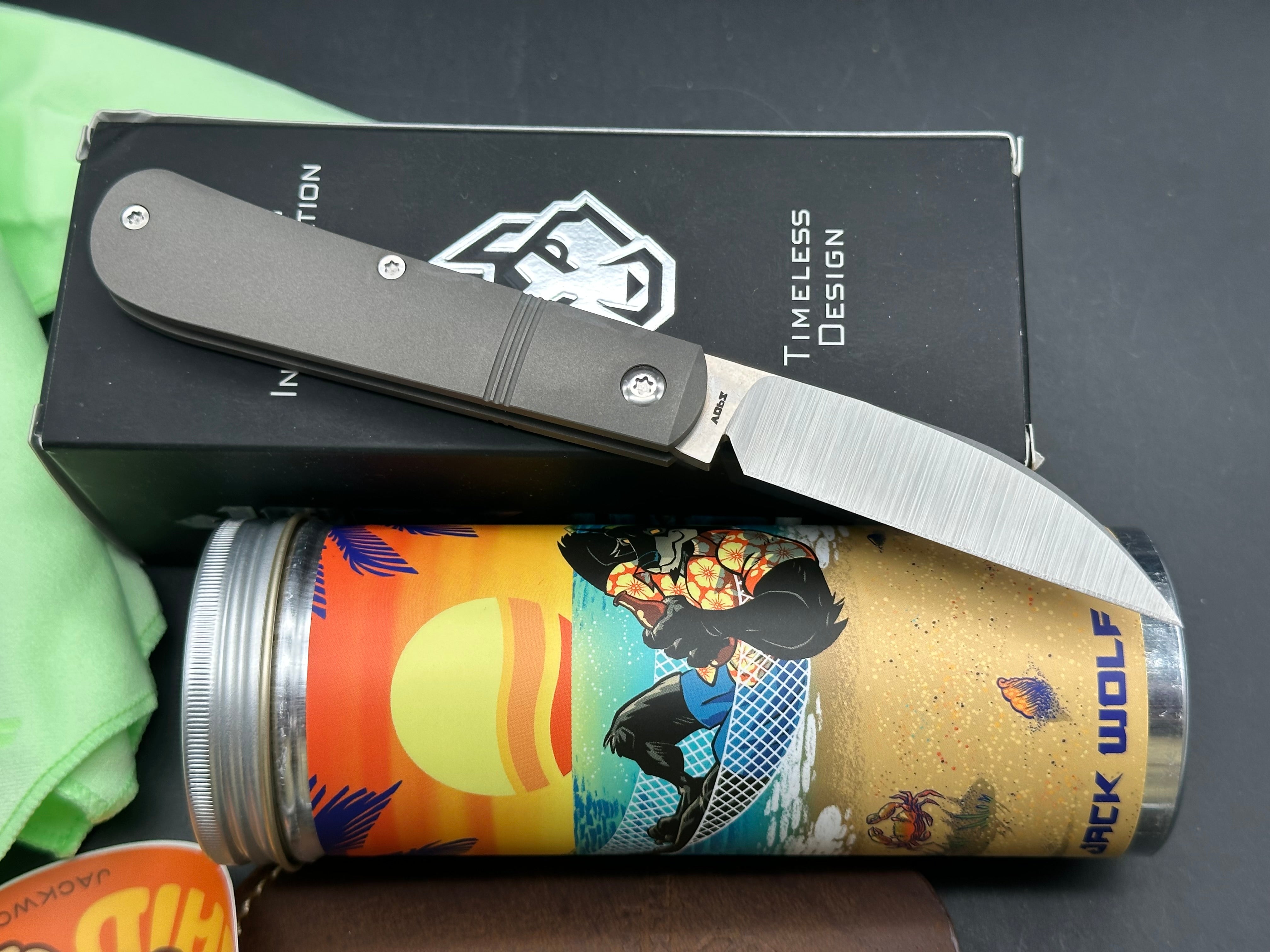 Jack Wolf Knives Laid Back Jack Slip Joint Knife Smooth Titanium (2.8" Satin)