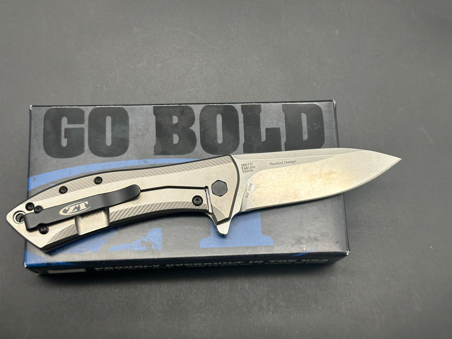 Zero Tolerance Rexford 0801TI Flipper Knife 3.5" S35VN Stonewashed Blade