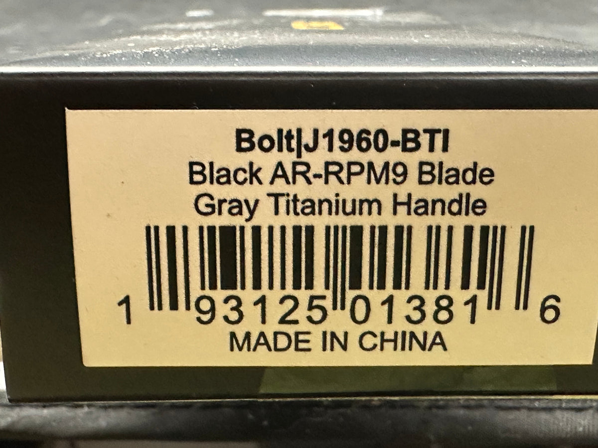 CJRB Bolt Titanium handle w/ black AR-RPM9 blade