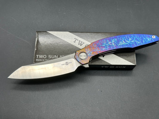 TWOSUN TS51-COLOR TITANIUM HANDLE M390 PLAIN EDGE