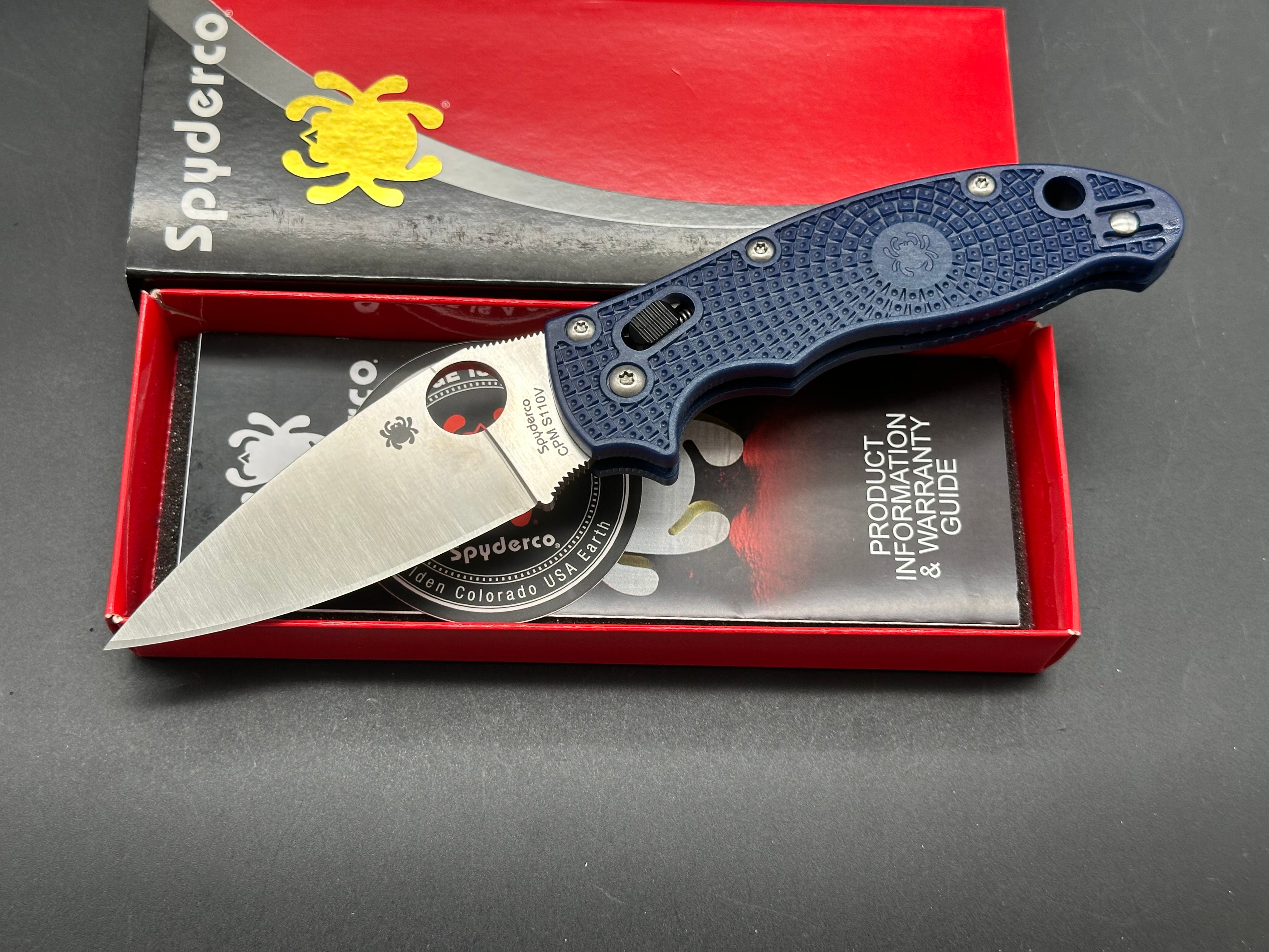 Spyderco Manix 2 Lightweight, 3.37" CPM S110V Satin Blade with Dark Blue FRCP