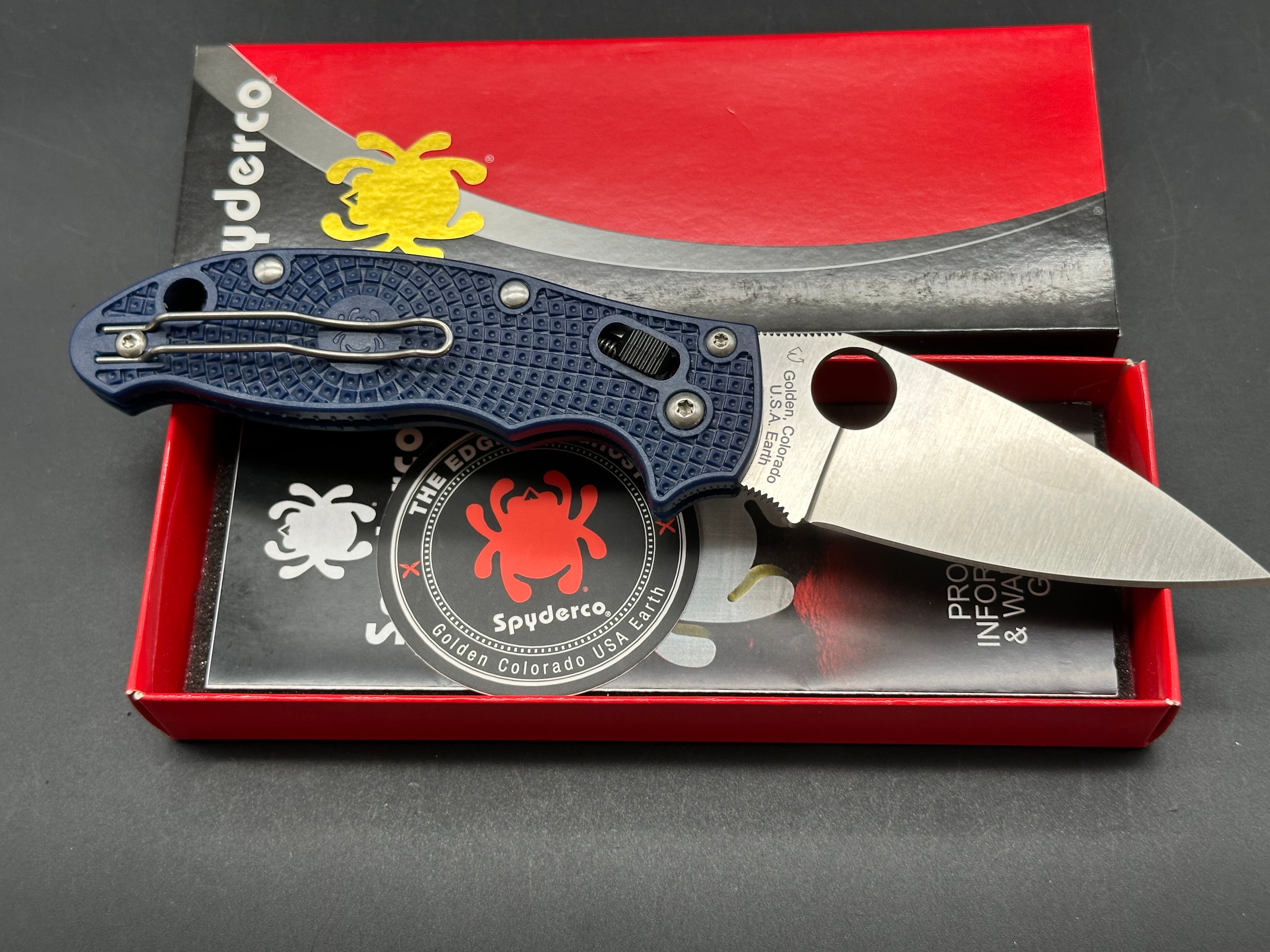 Spyderco Manix 2 Lightweight, 3.37" CPM S110V Satin Blade with Dark Blue FRCP