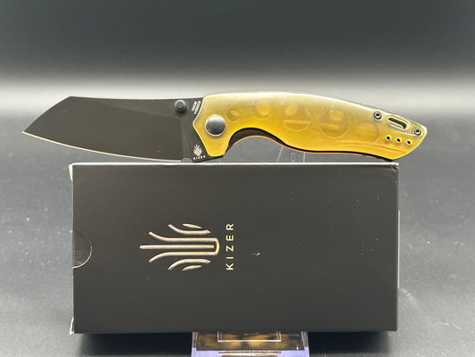 KIZER TOWSER K POCKET KNIFE BLACK STONEWASHED 154CM BLADE ULTEM