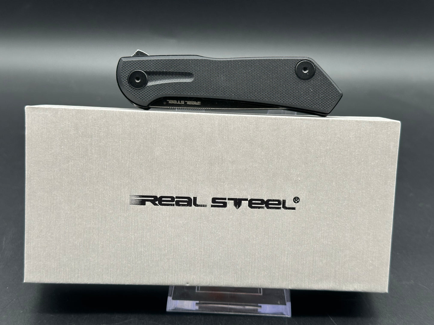 Real Steel Valore Nitro-V Black Stonewashed Blade, Black G10 Handle