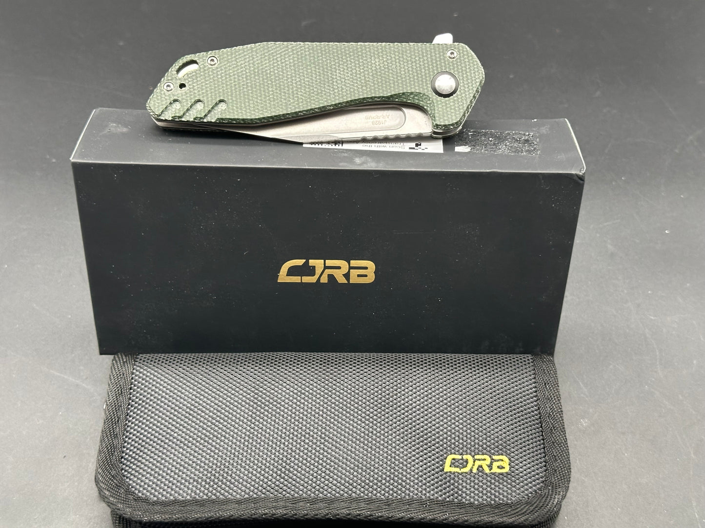 CJRB Riff Button Lock Green Micarta (3.5" AR-RPM9 Satin)