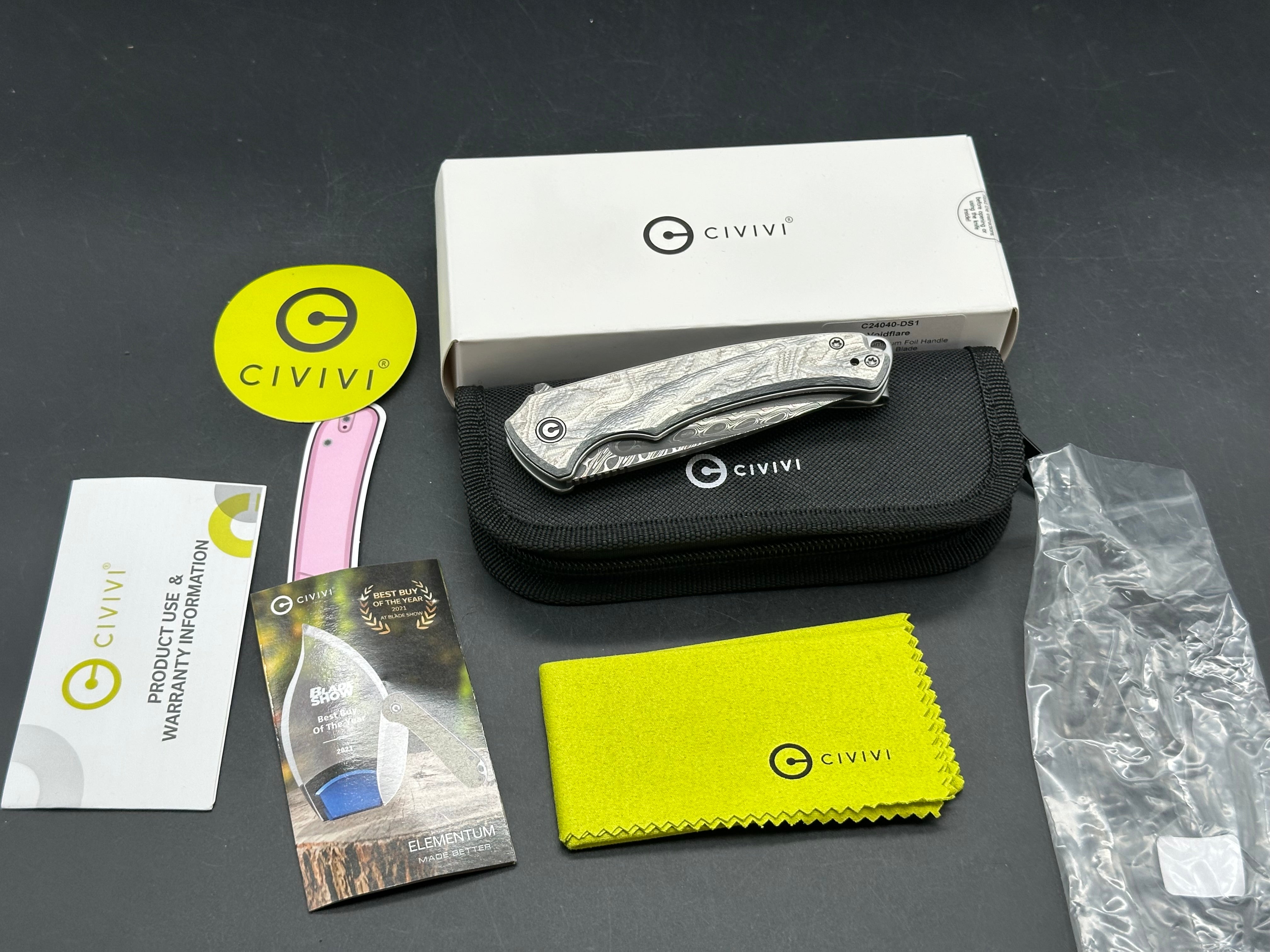 CIVIVI Voidflare Liner Lock Knife Aluminum Foil G-10 (2.9" Damascus)